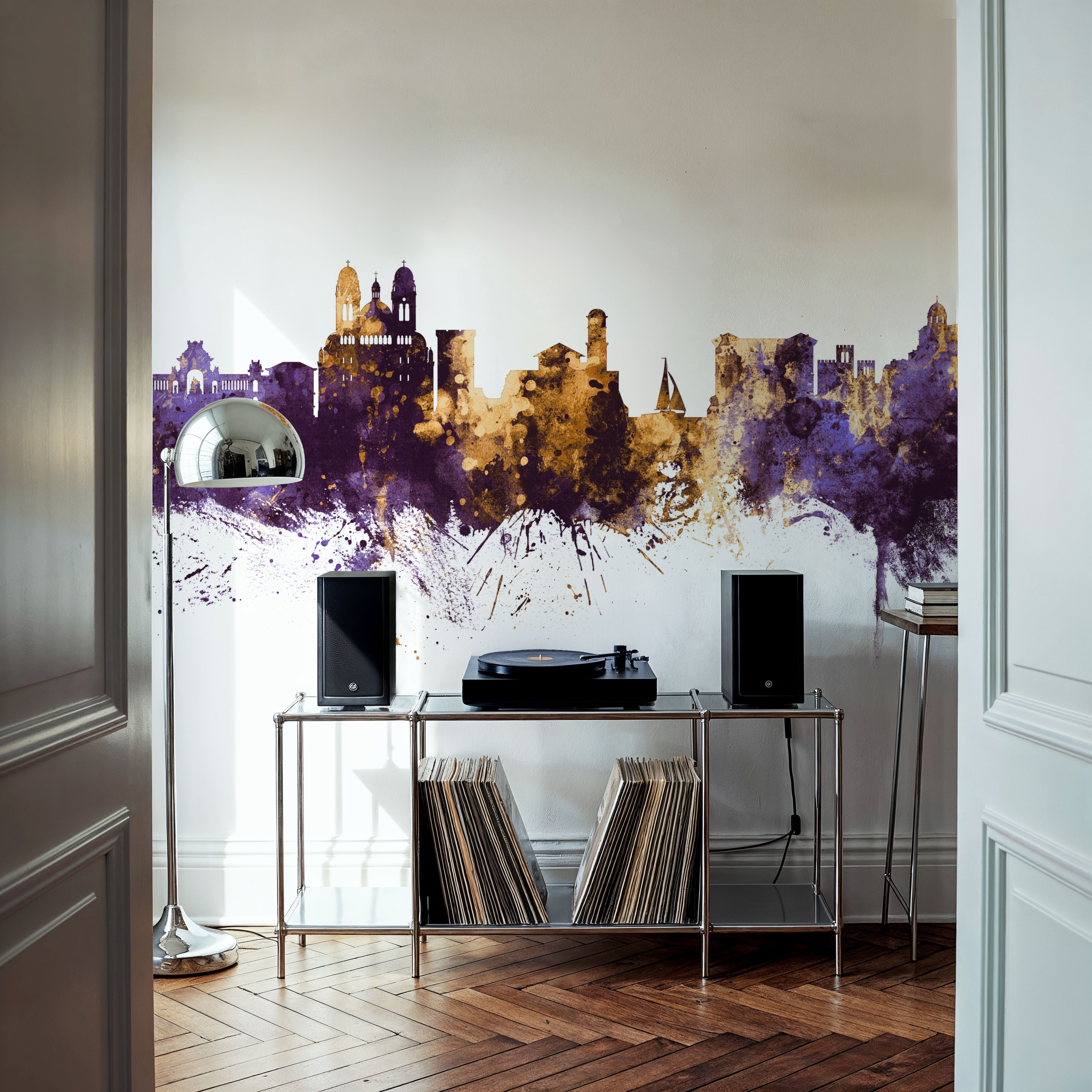 Marseille France Skyline Purple & Gold