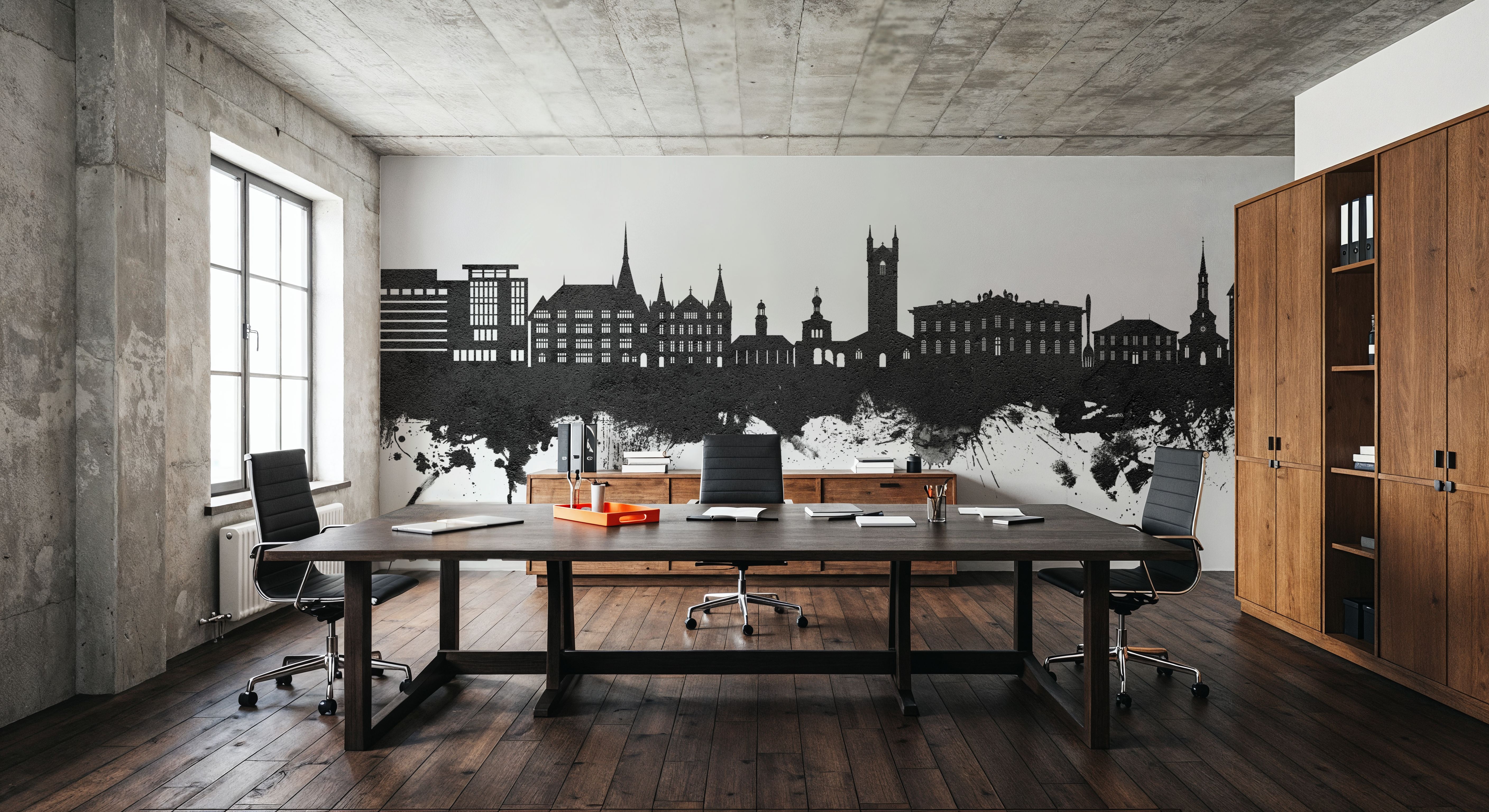 Vevey Switzerland Skyline Black & White