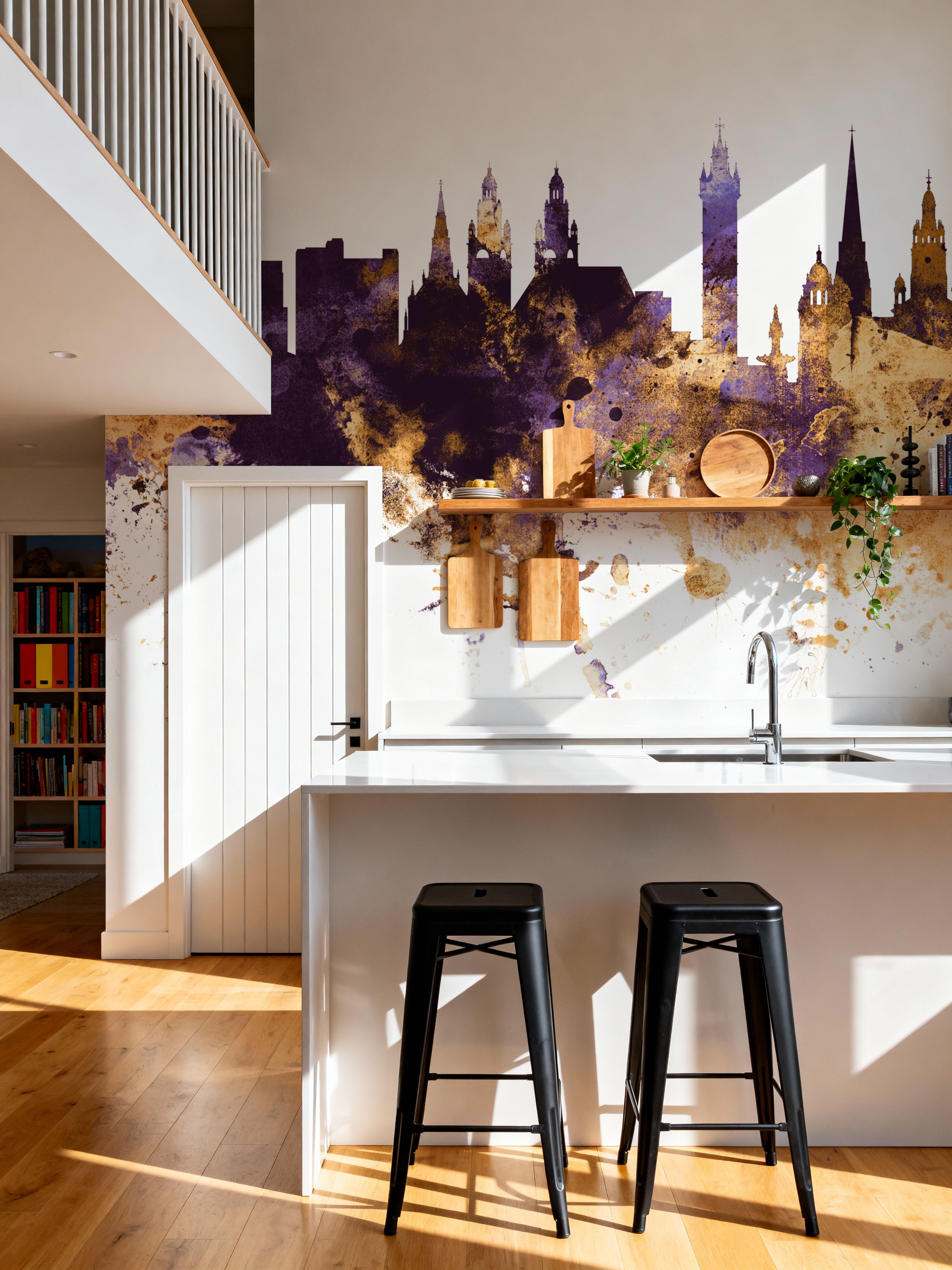 Glasgow Scotland Skyline Purple & Gold