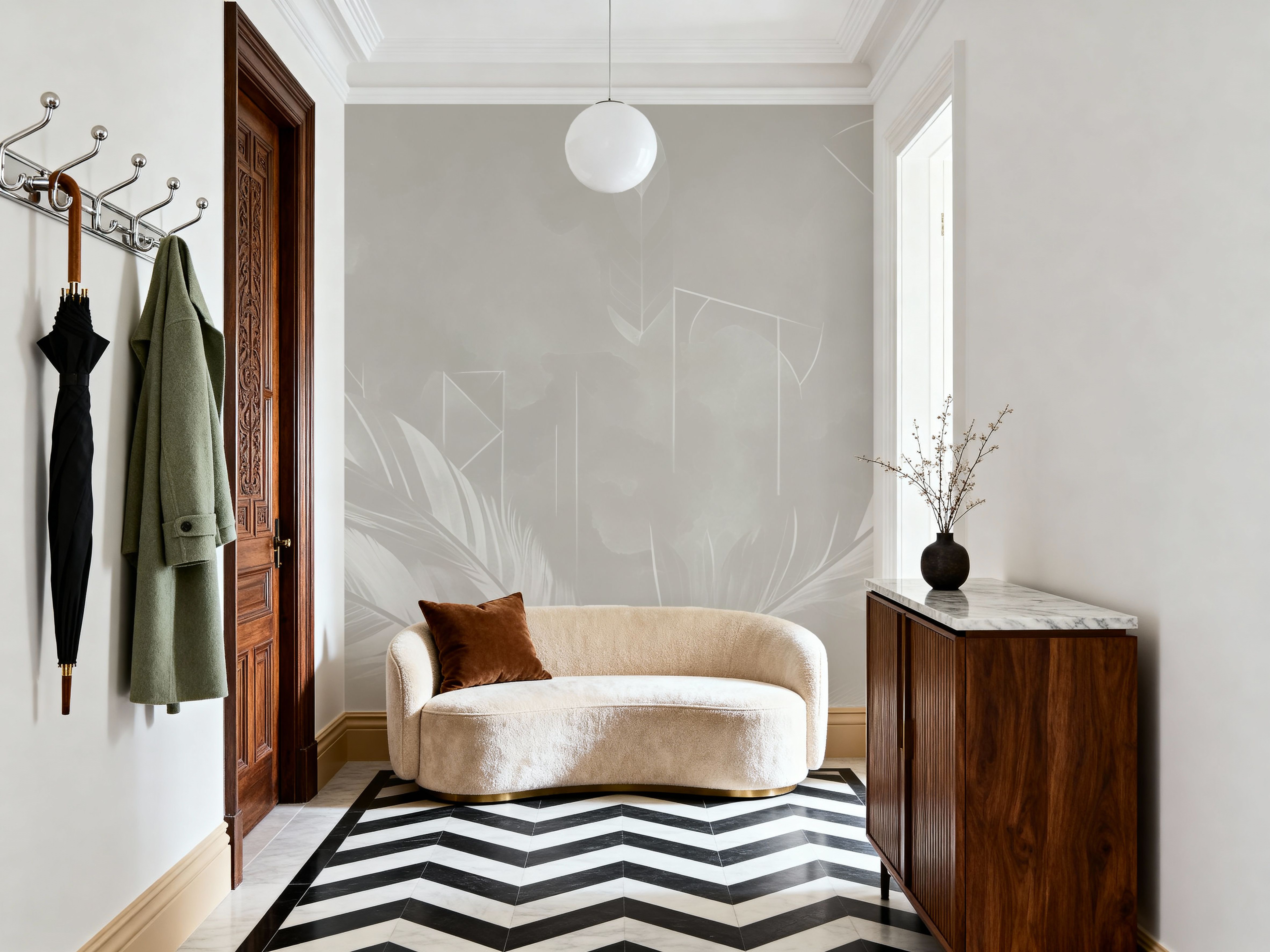 Solid Feather Geometry Beige