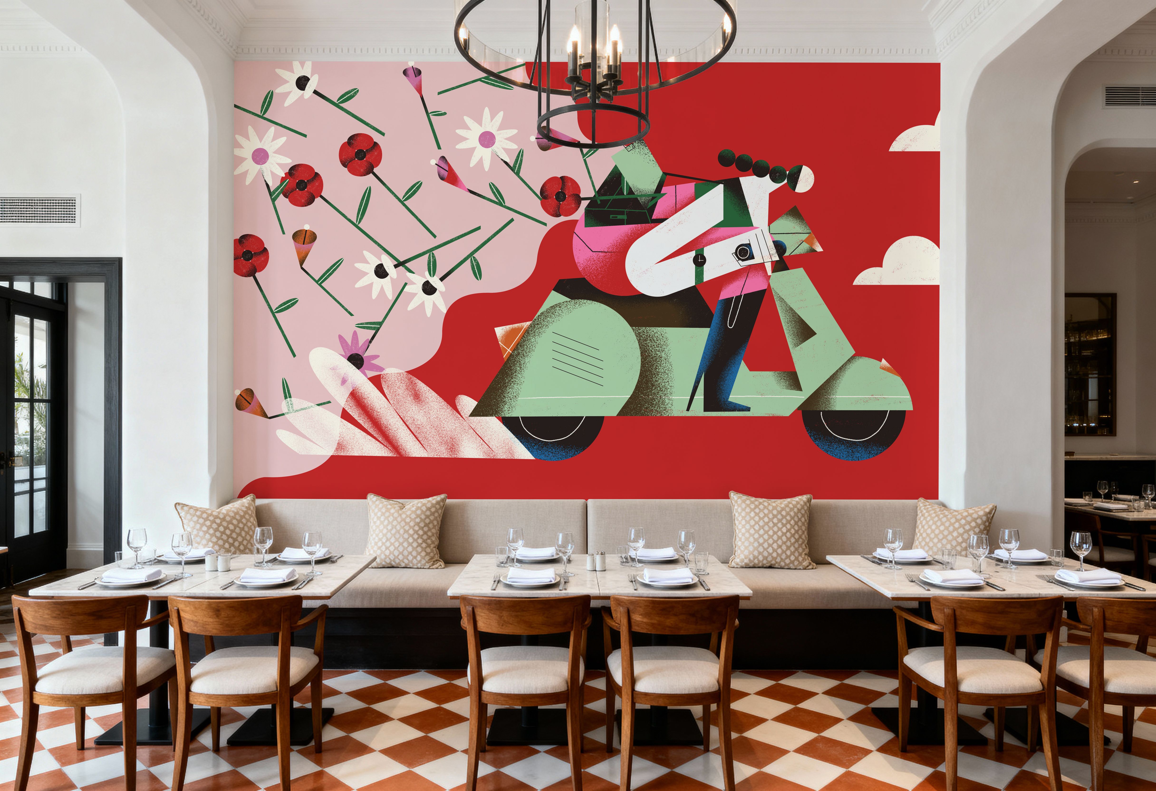 Motorcycle Blossom, Wallpaper