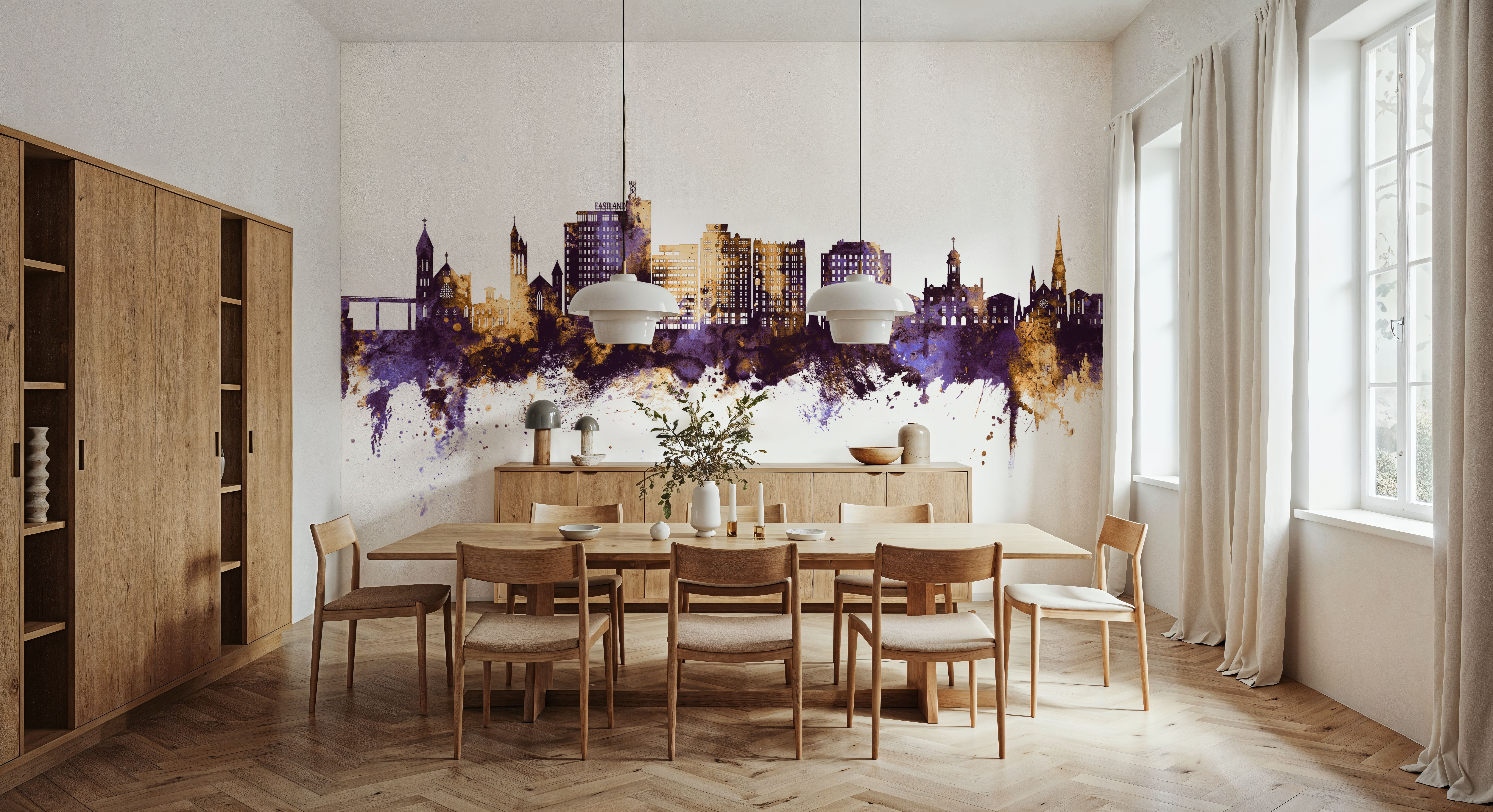 Portland Maine Skyline Purple & Gold