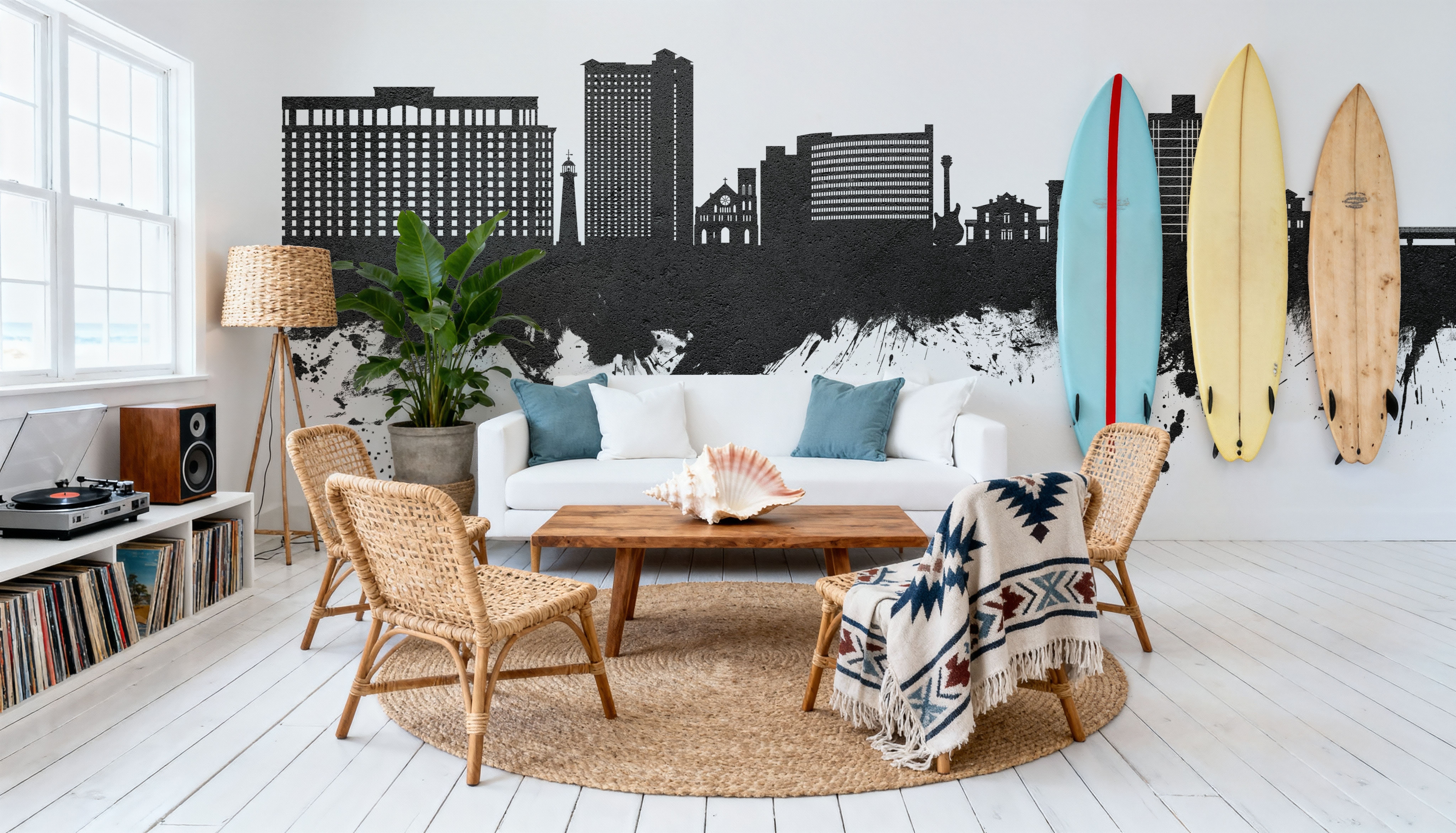 Biloxi Mississippi Skyline Black & White