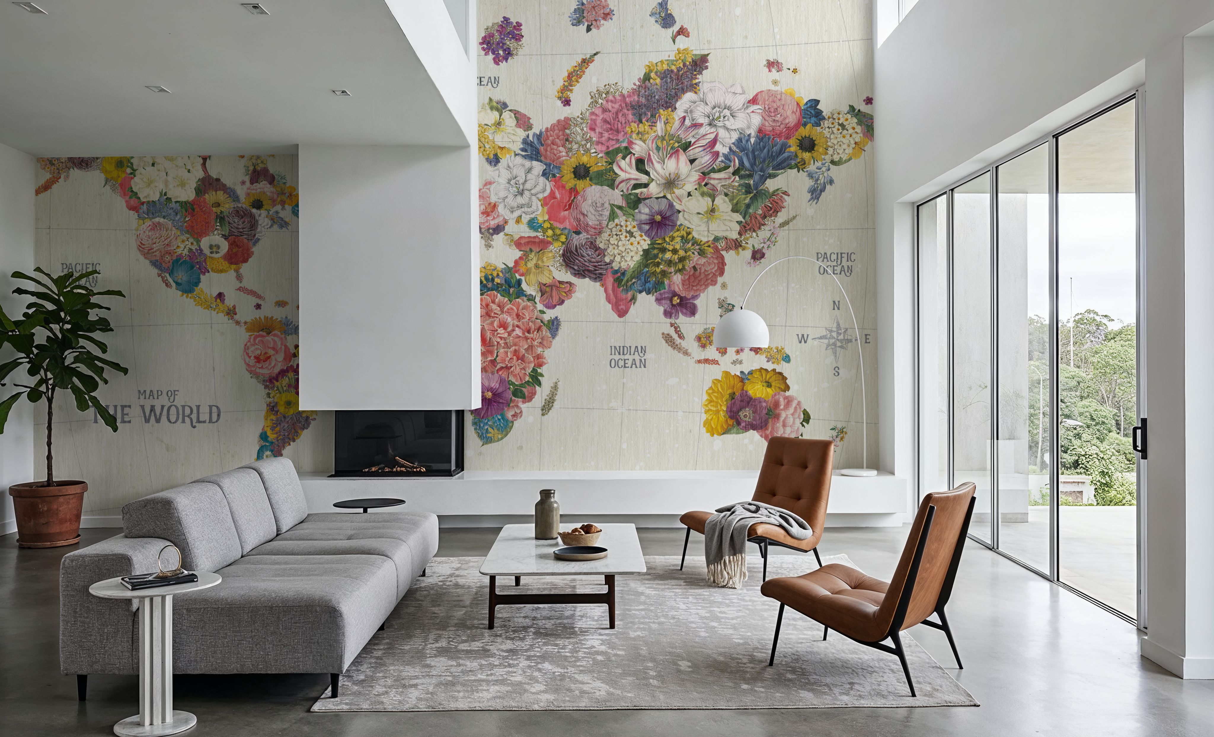 Botanical Floral Map Light Words