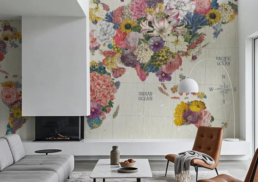 Botanical Floral Map Light Words