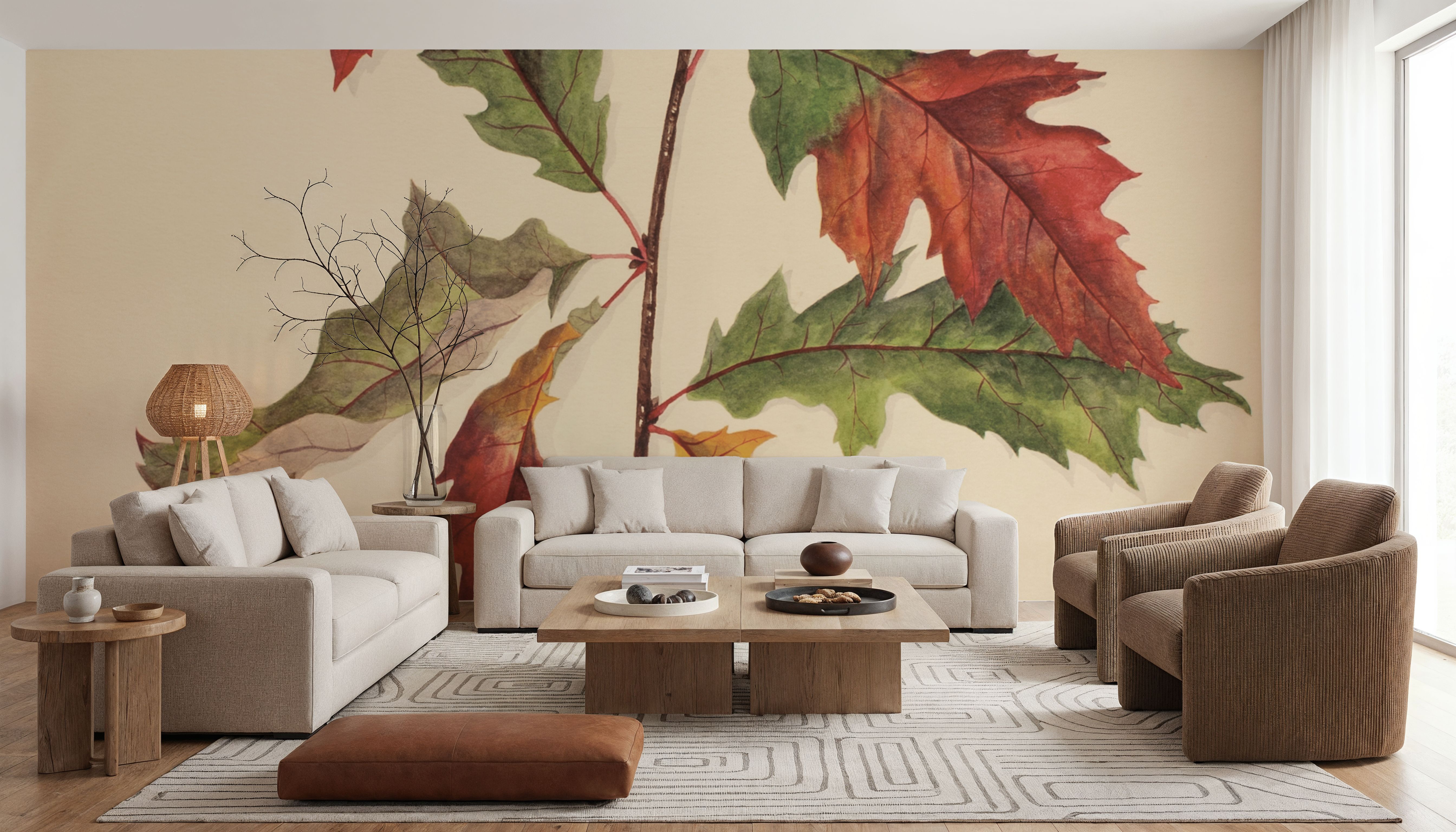 Fall Leaves I Muted, Wallpaper