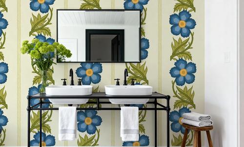 Floral Stripe, Blue