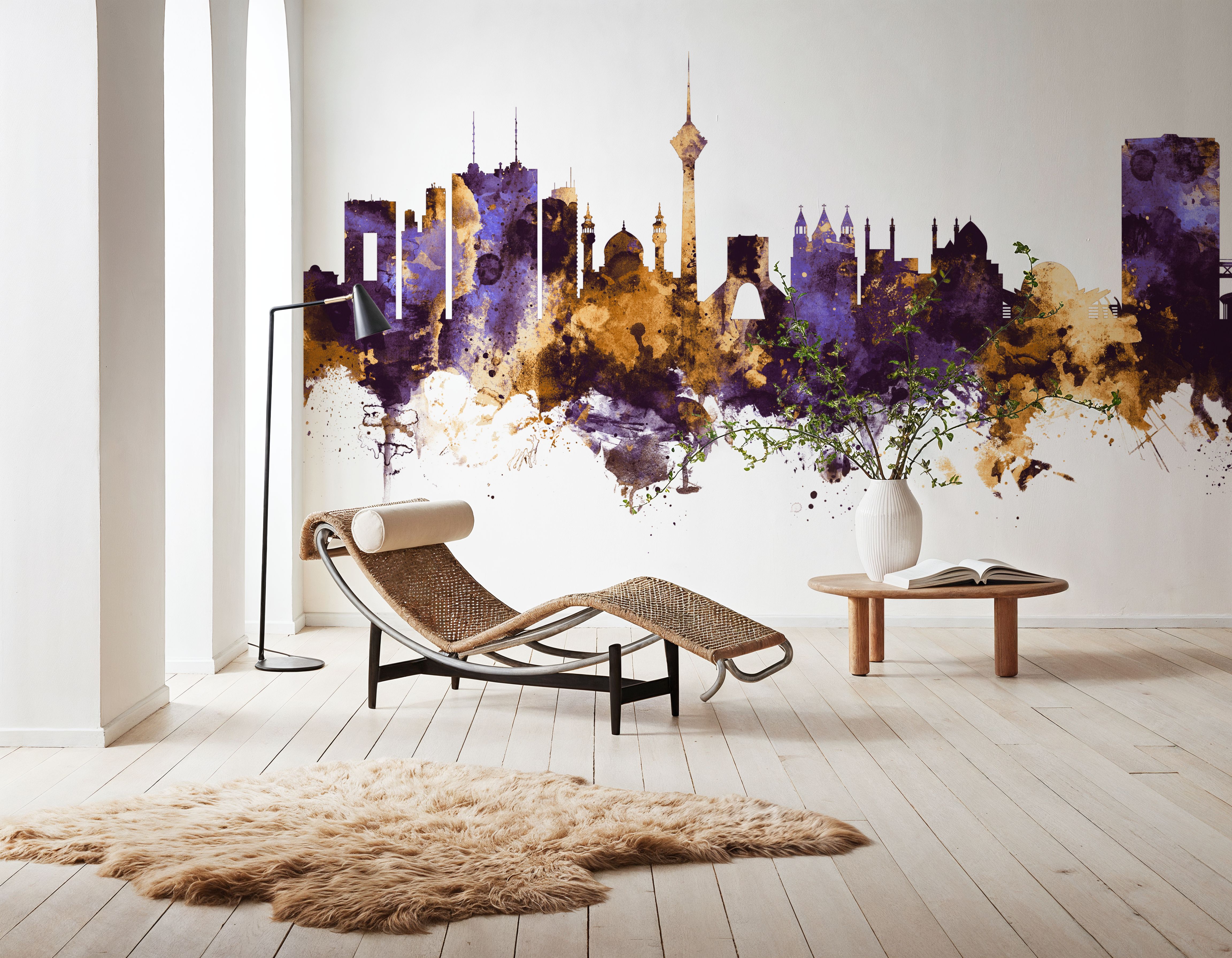 Tehran Iran Skyline Purple & Gold