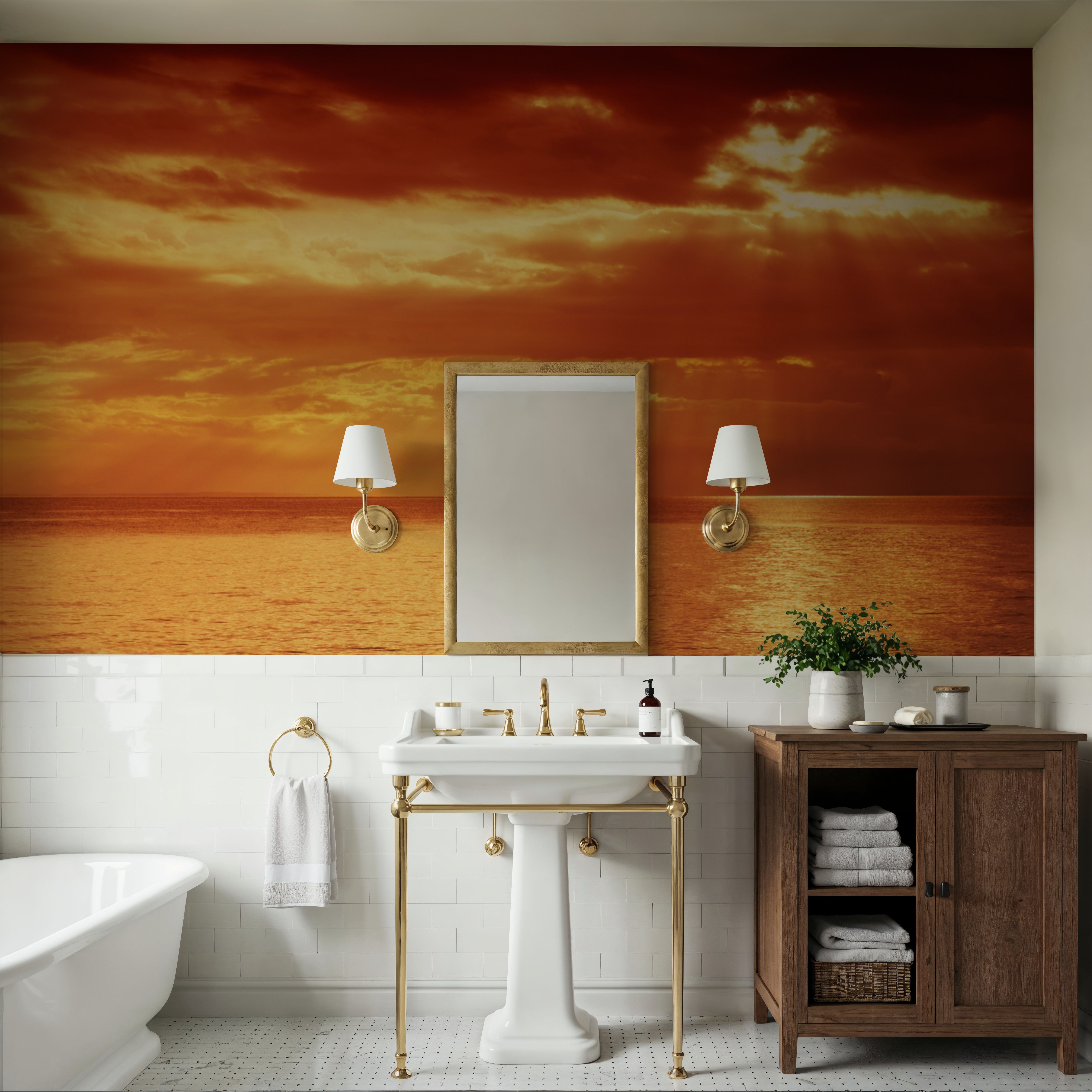 Wall Mural - Molten Horizon - Horizon Landscapes mural wallpaper - Hallway staircases - Wallism UK - Premium, Textured or Peel & Stick