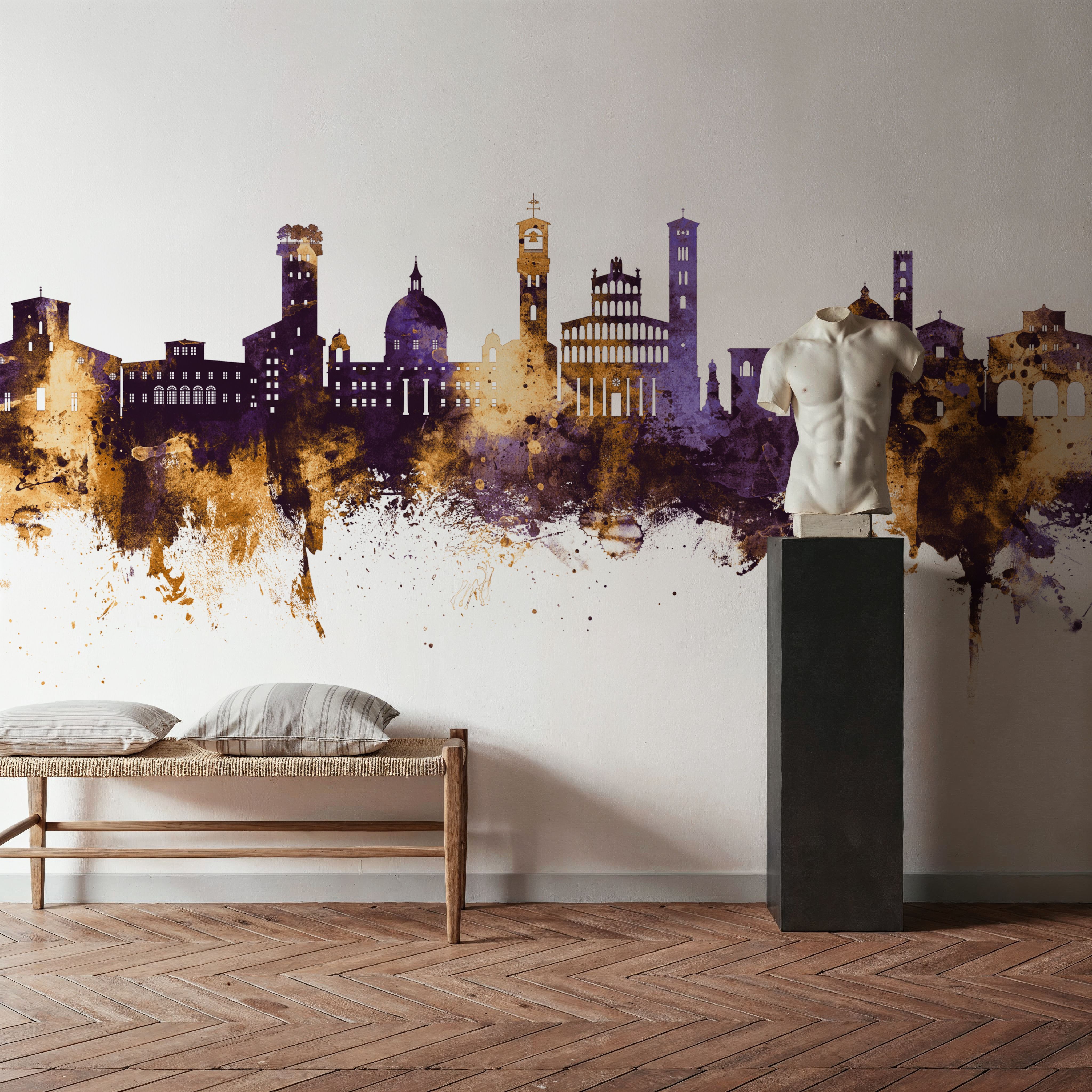 Lucca Italy Skyline Purple & Gold