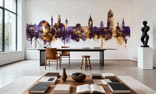 Darmstadt Skyline Purple & Gold