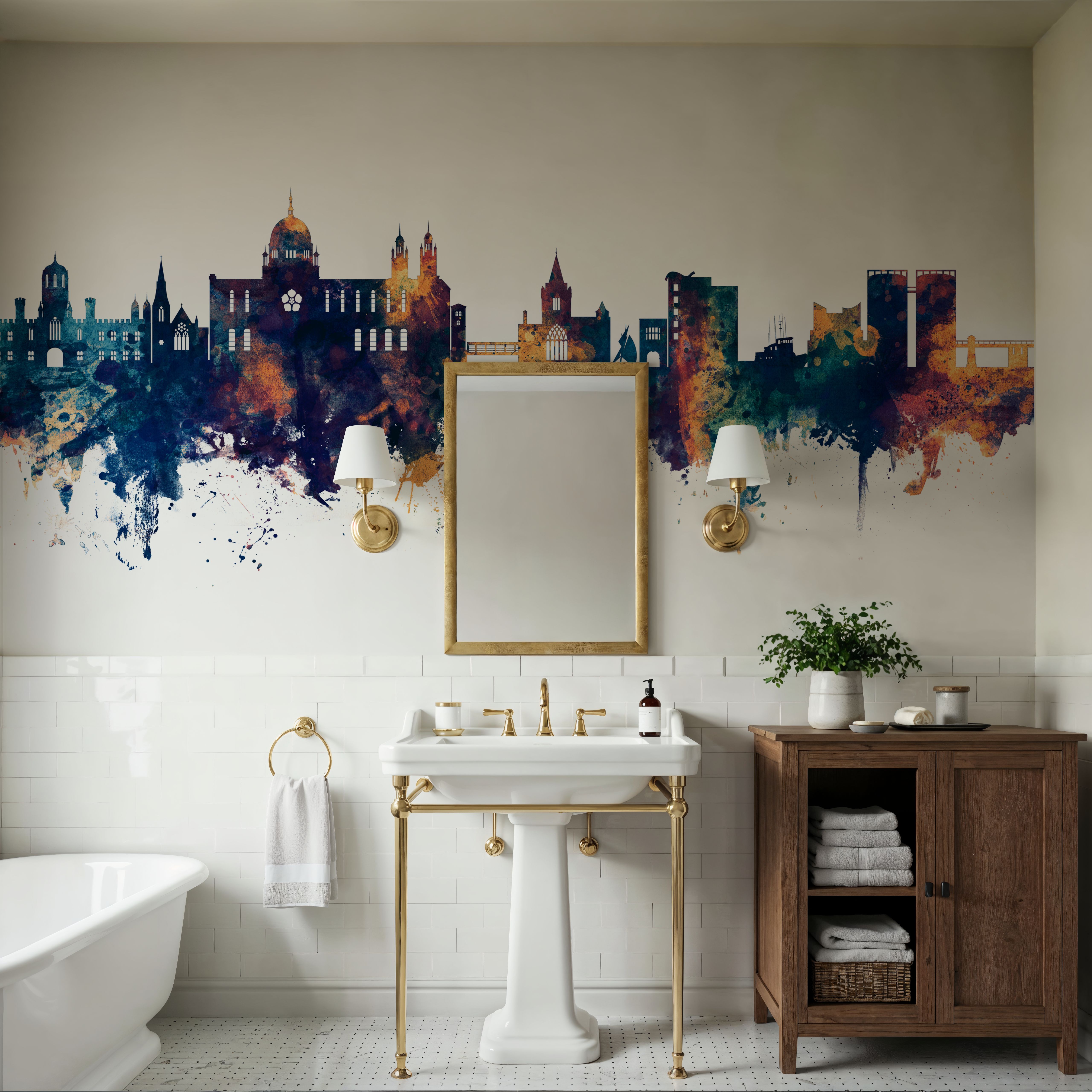 Galway Ireland Skyline Blue & Bronze