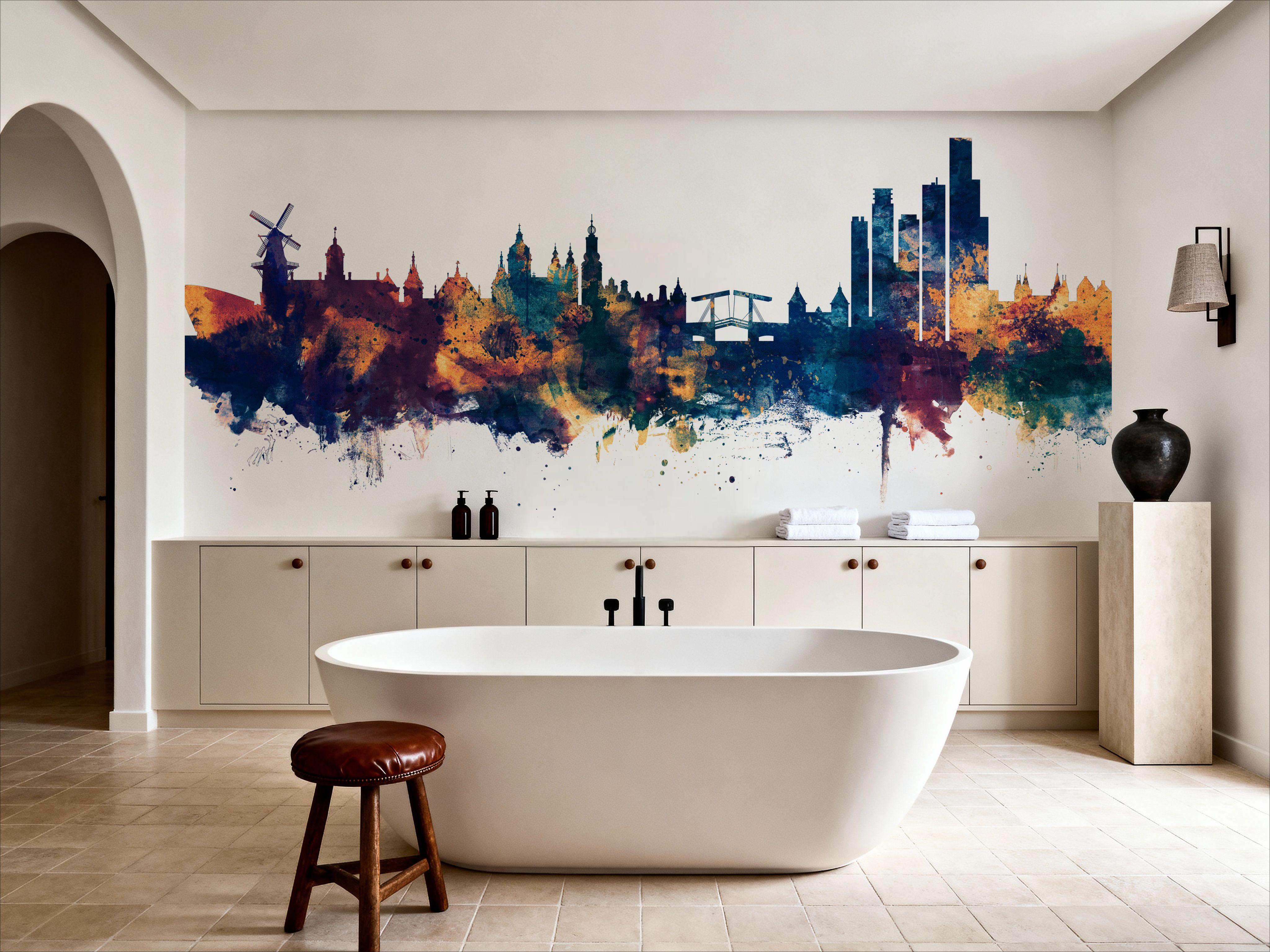 Amsterdam Skyline Blue & Bronze