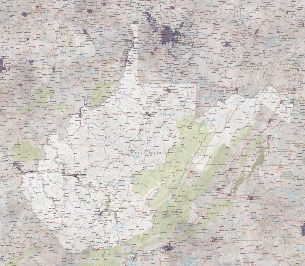 West Virginia Detailed Map