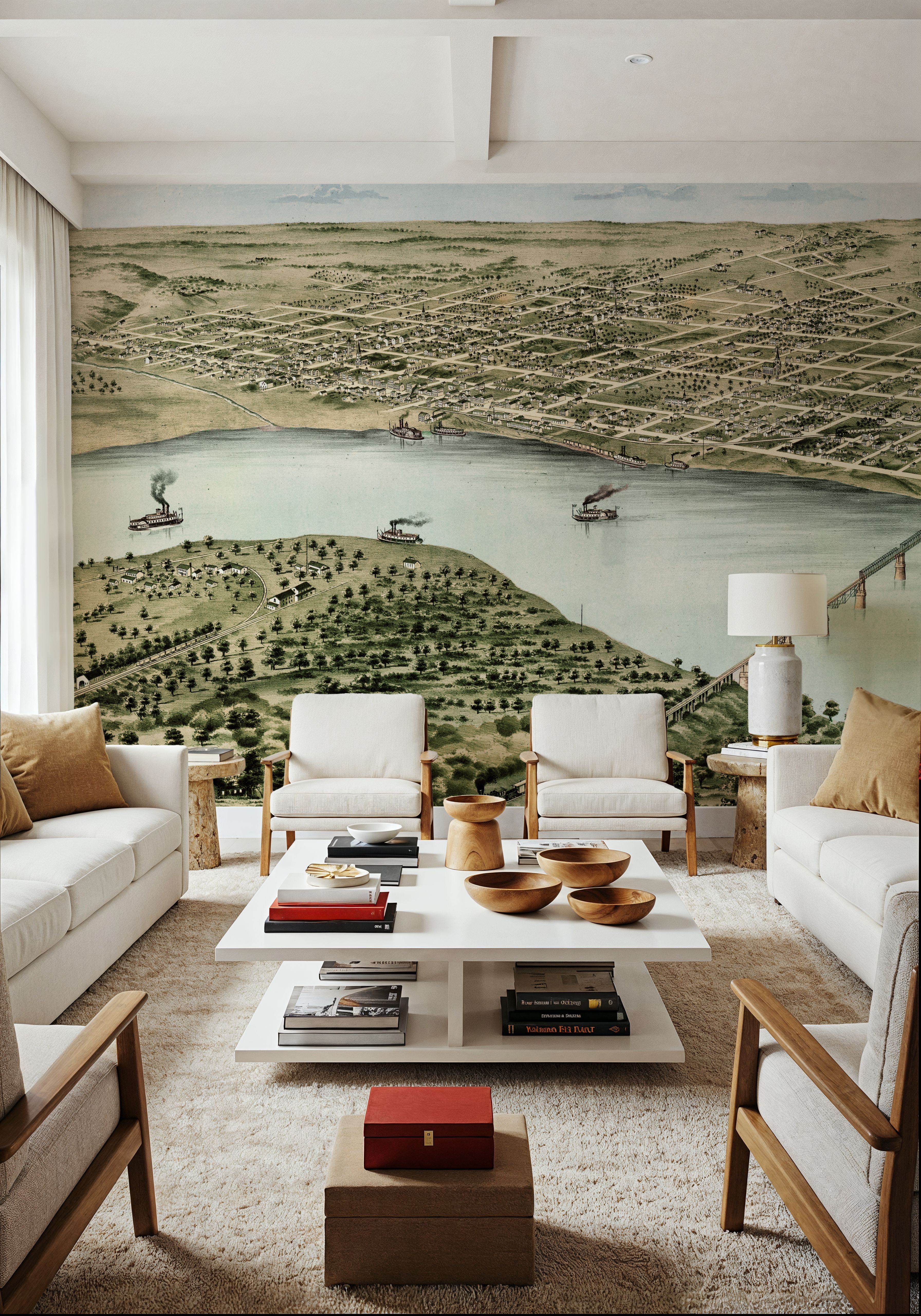 Old Aerial View of Saint Charles, Missouri, 1869