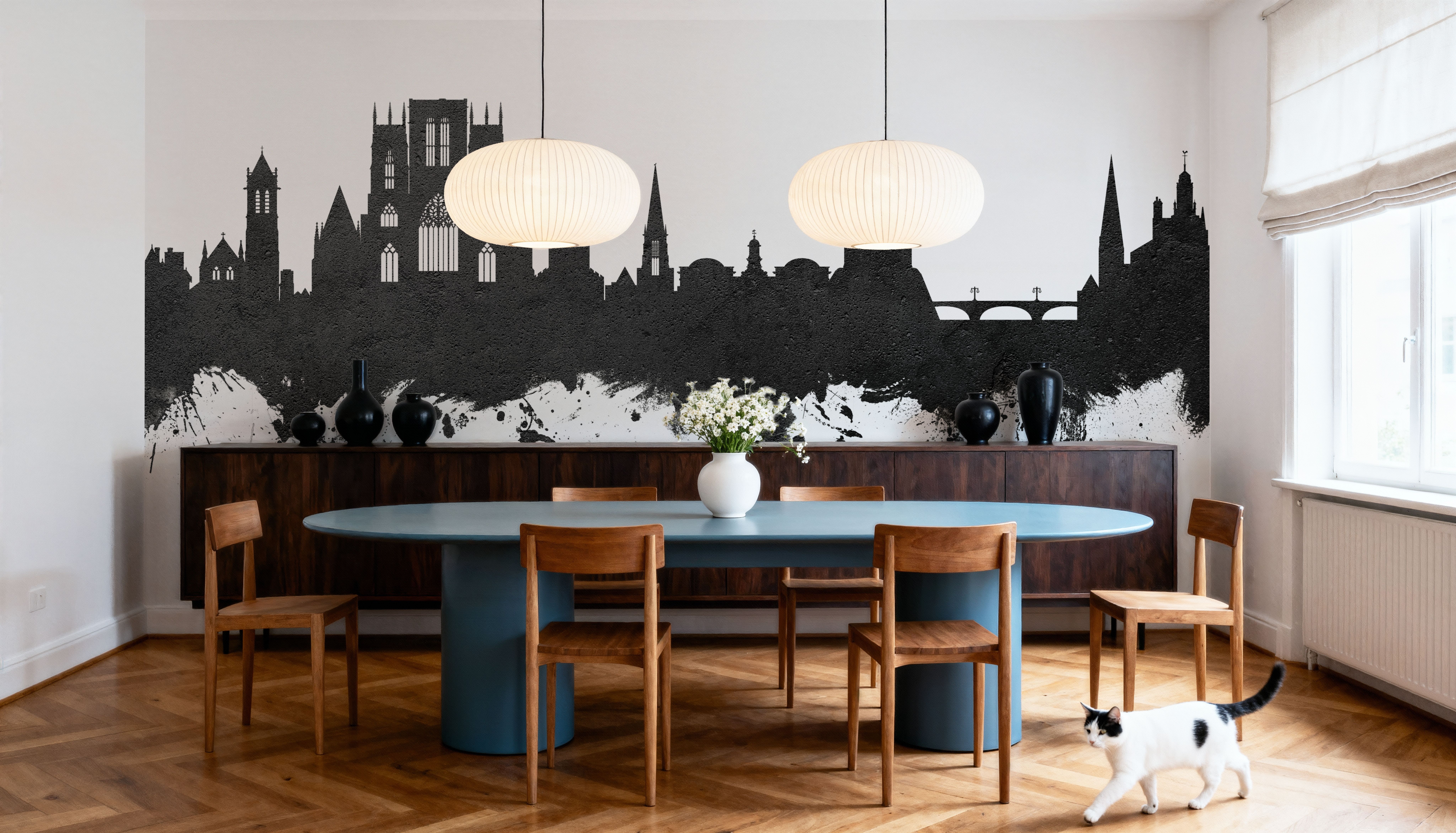 York England Skyline Black & White