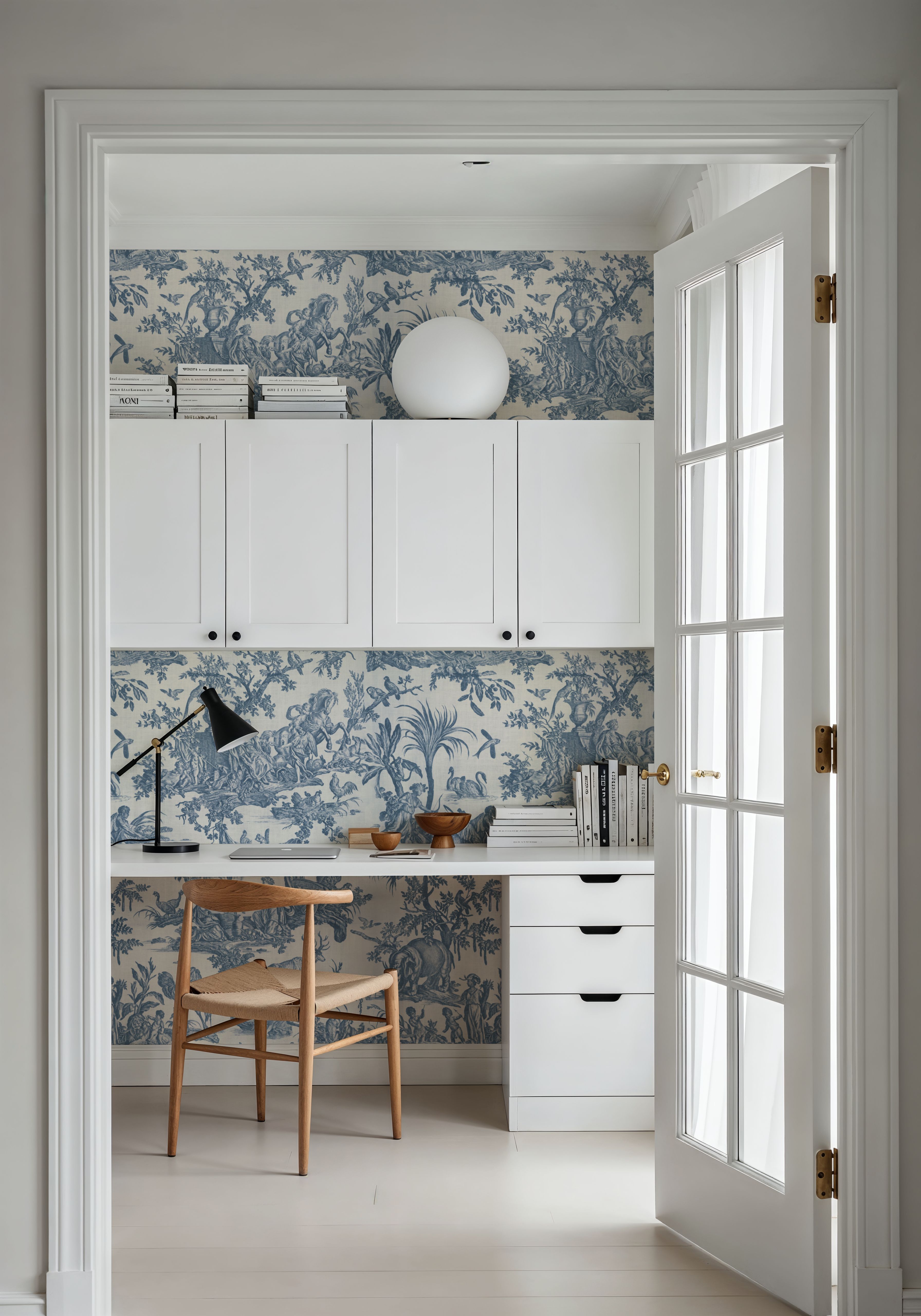 Patinated Linen Toile de Jouy, Navy