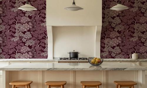 Overleaf Woodland Pattern, Burgundy