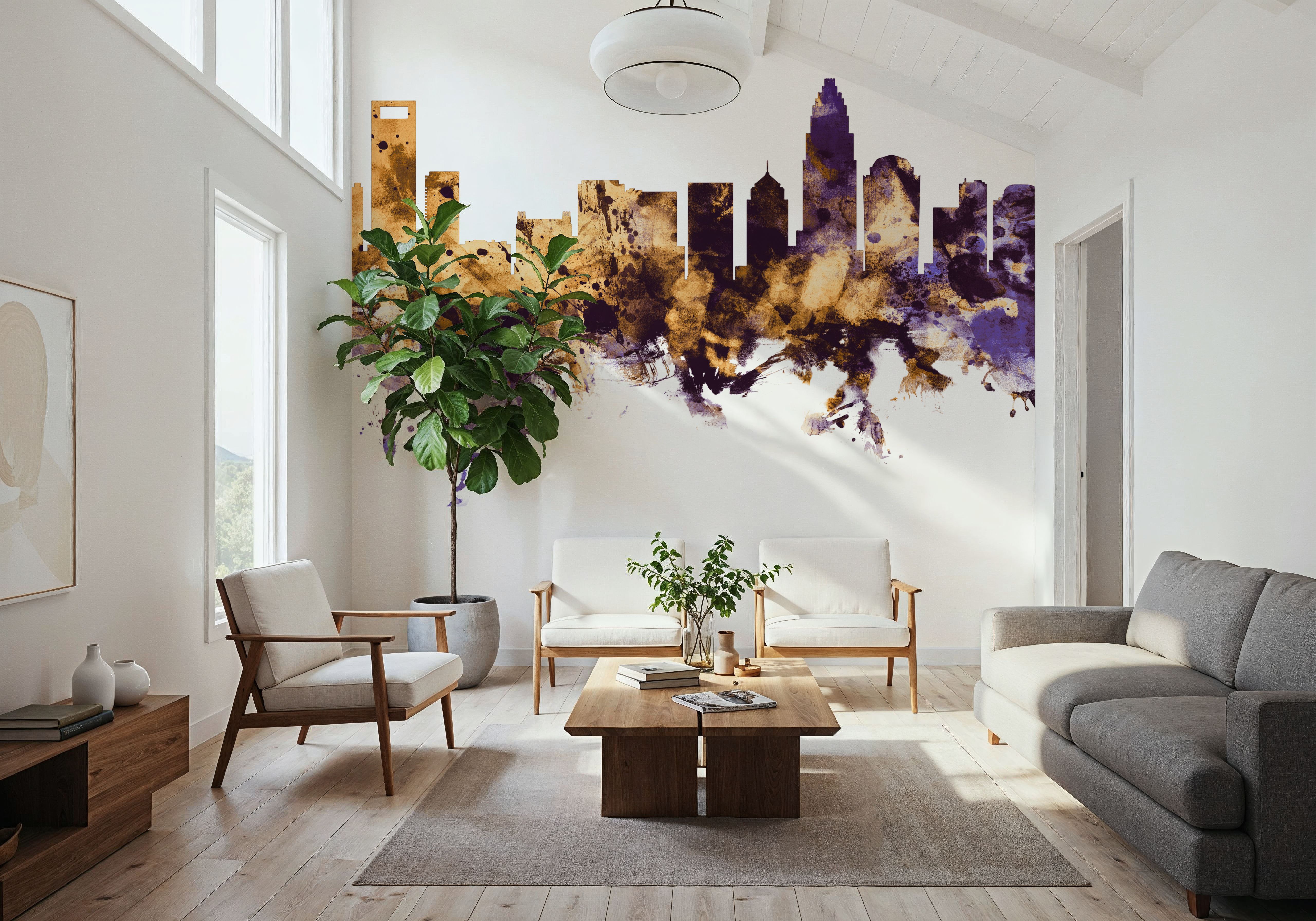 Charlotte North Carolina Skyline Purple & Gold