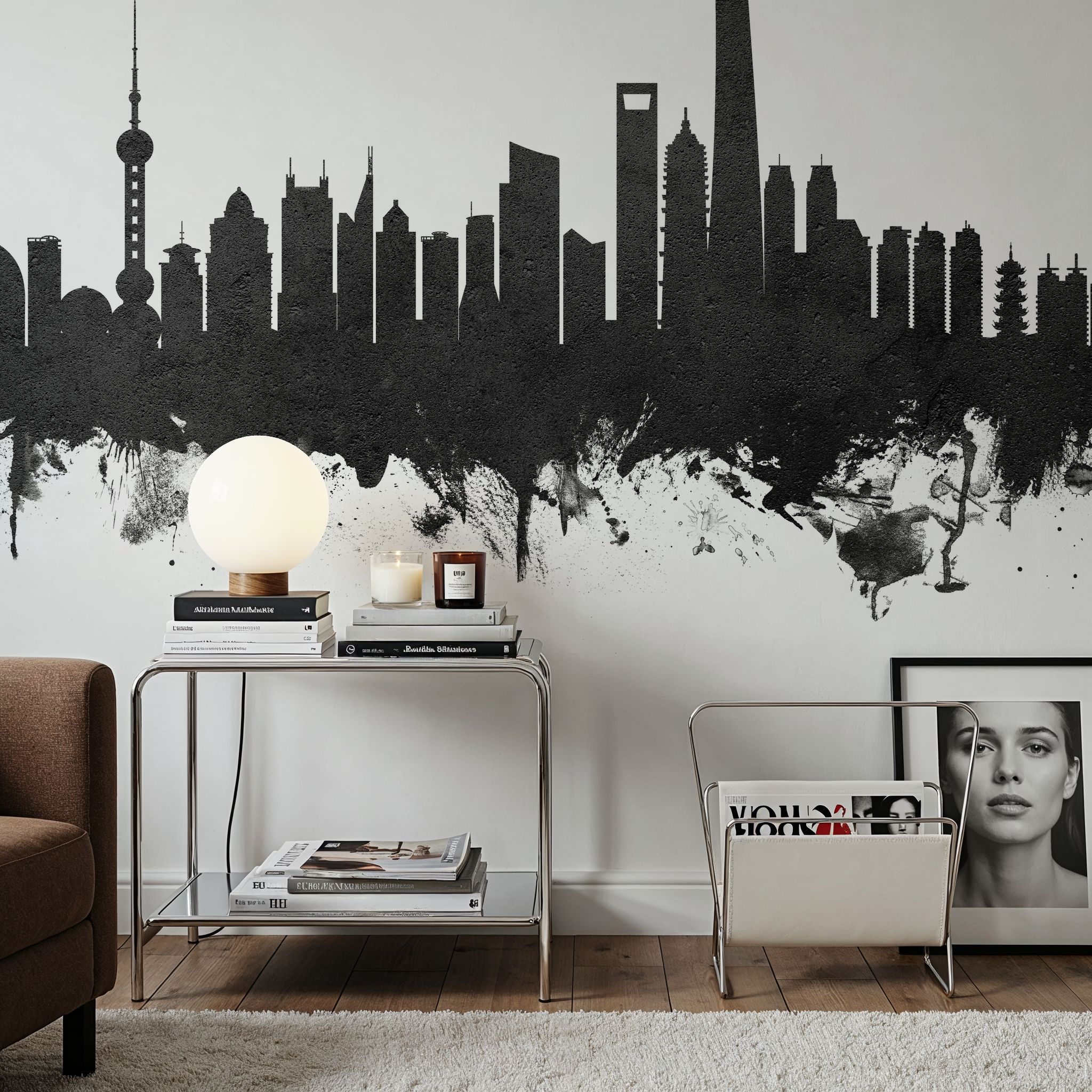 Shanghai China Skyline Black & White