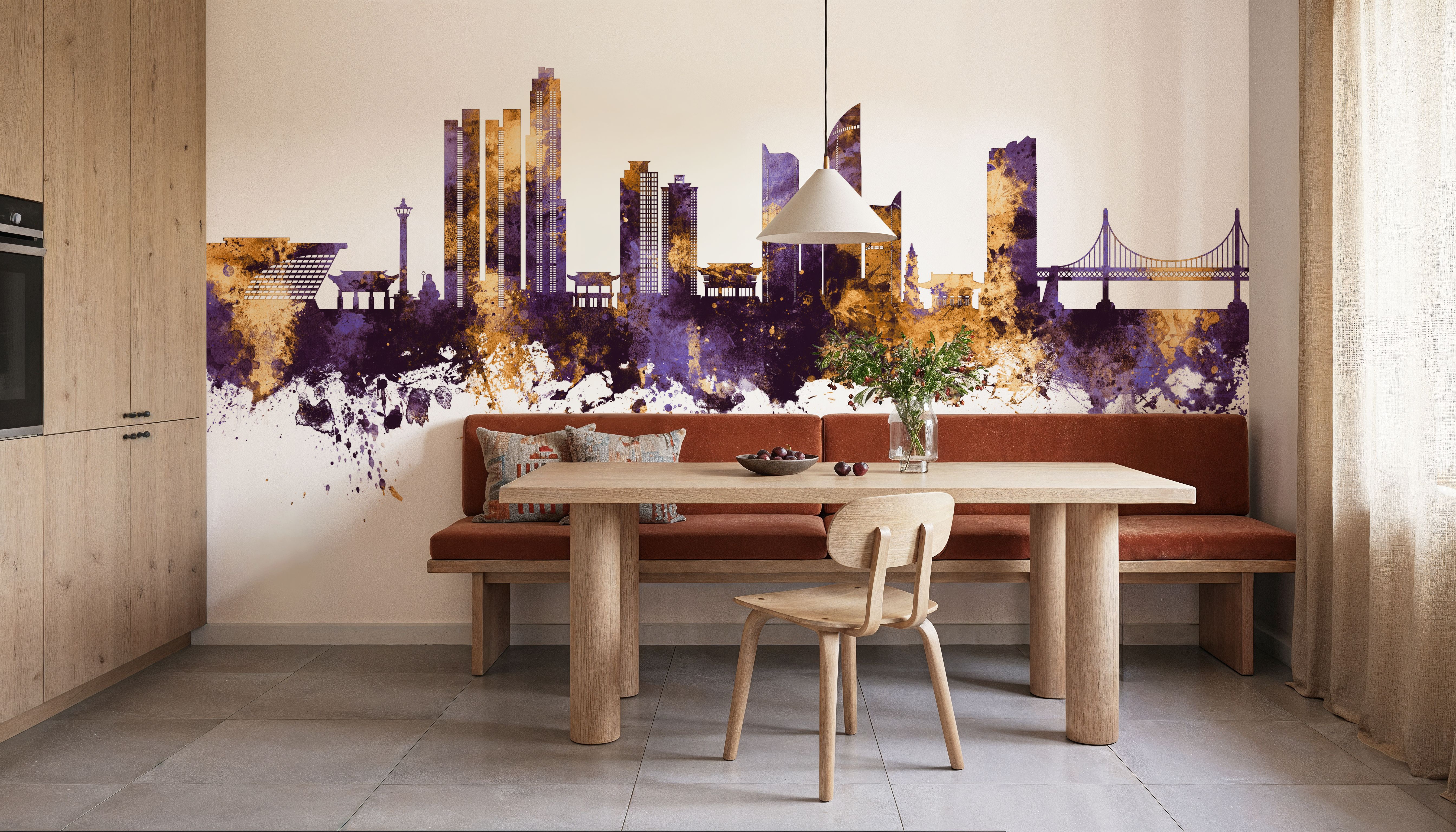 Busan South Korea Skyline Purple & Gold