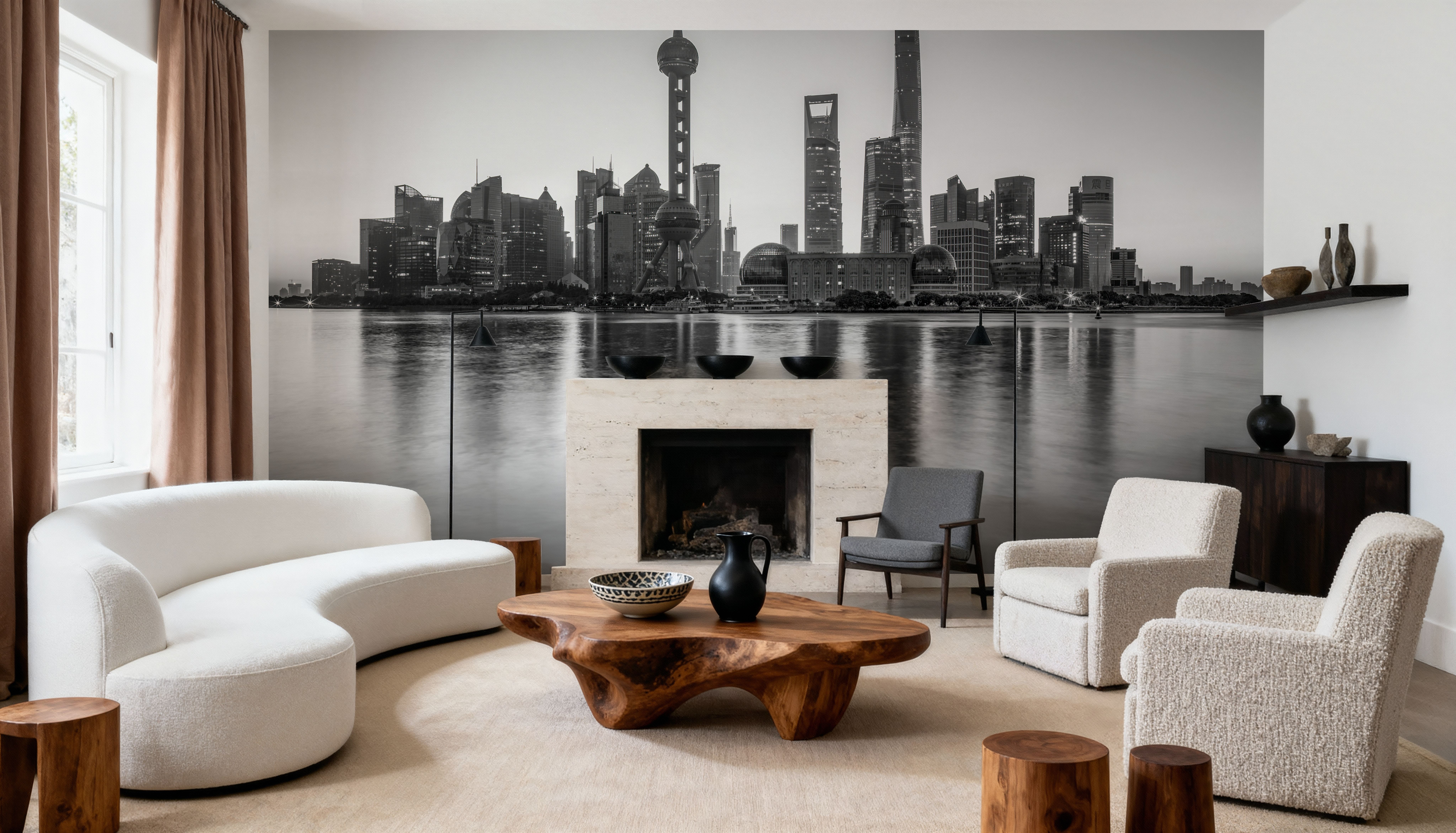 Pudong Sunrise BW, Wallpaper