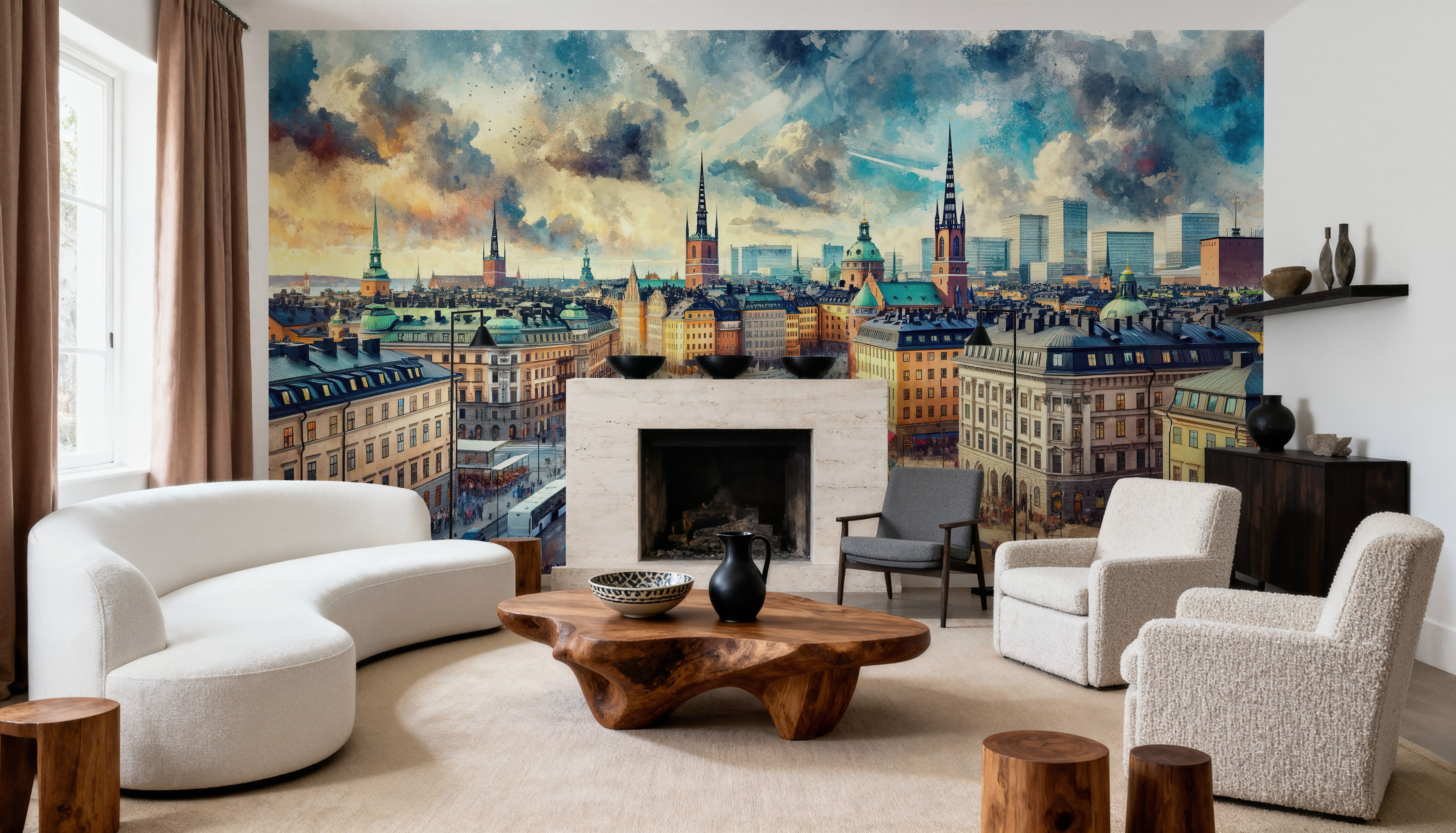 Watercolor Stockholm Sweden, Wallpaper