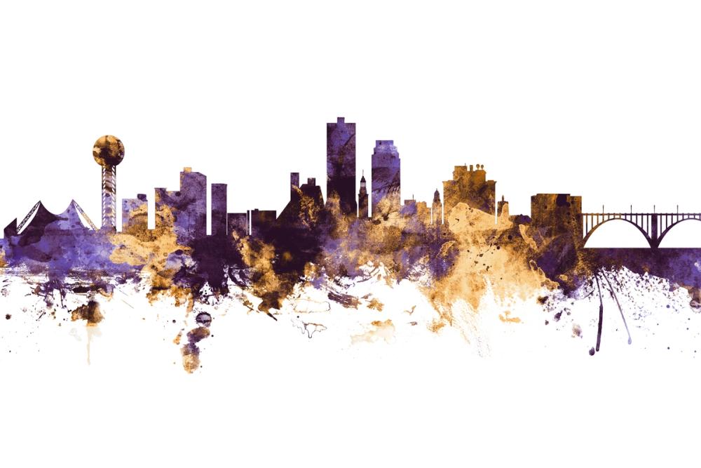 Knoxville Tennessee Skyline Purple & Gold