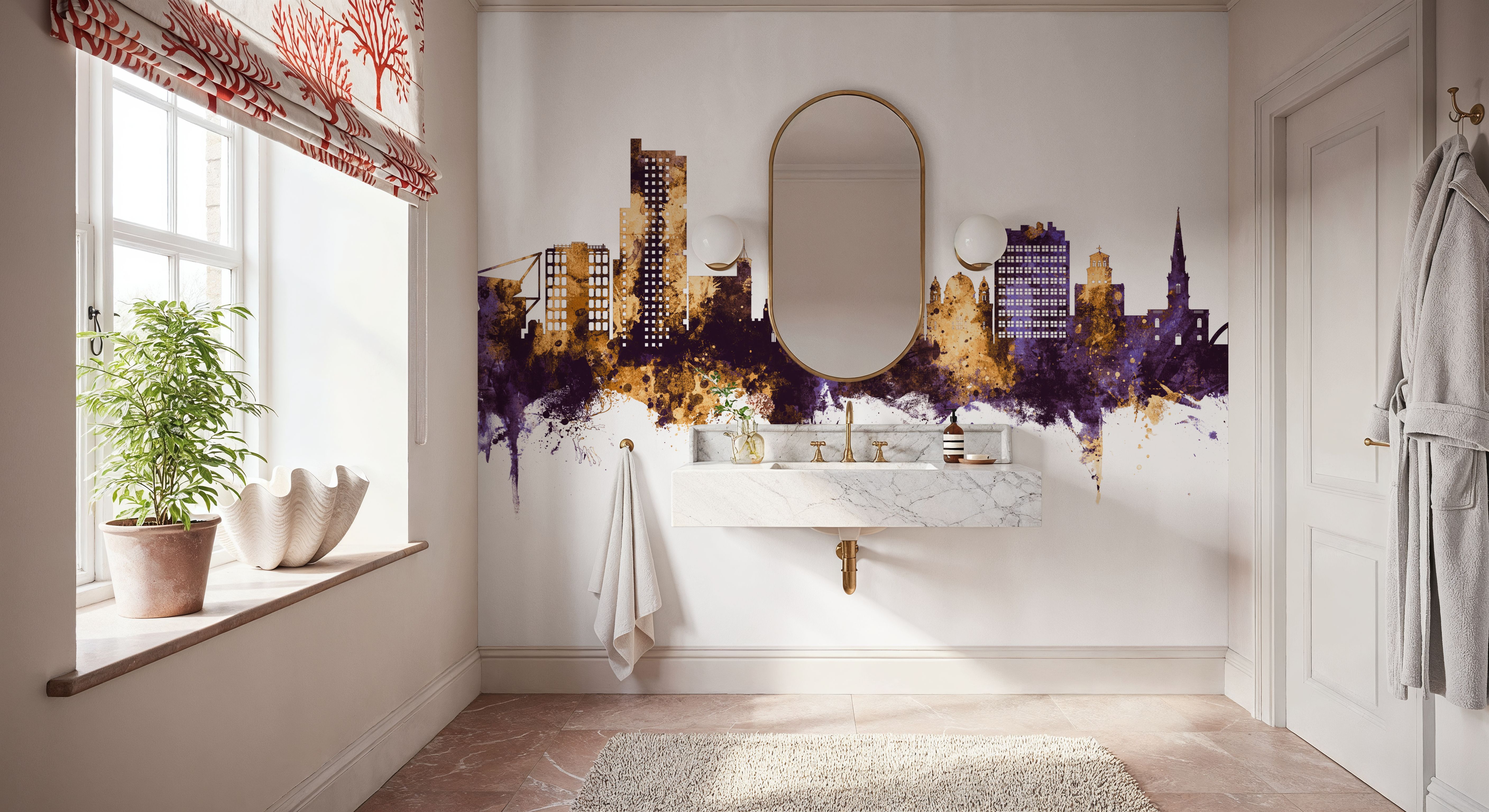 Wolverhampton England Skyline Purple & Gold