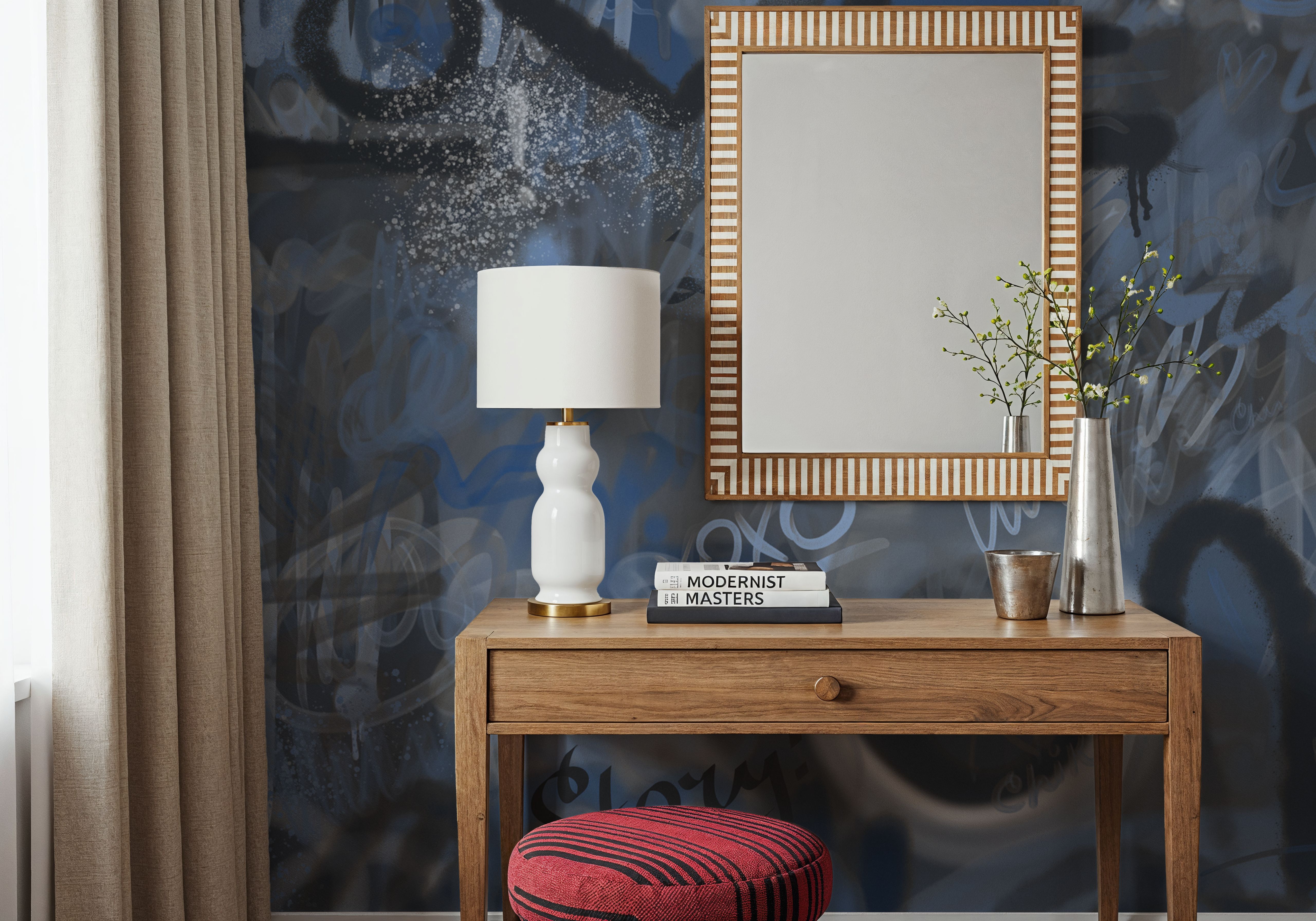 Graffiti Love, Denim, Behang