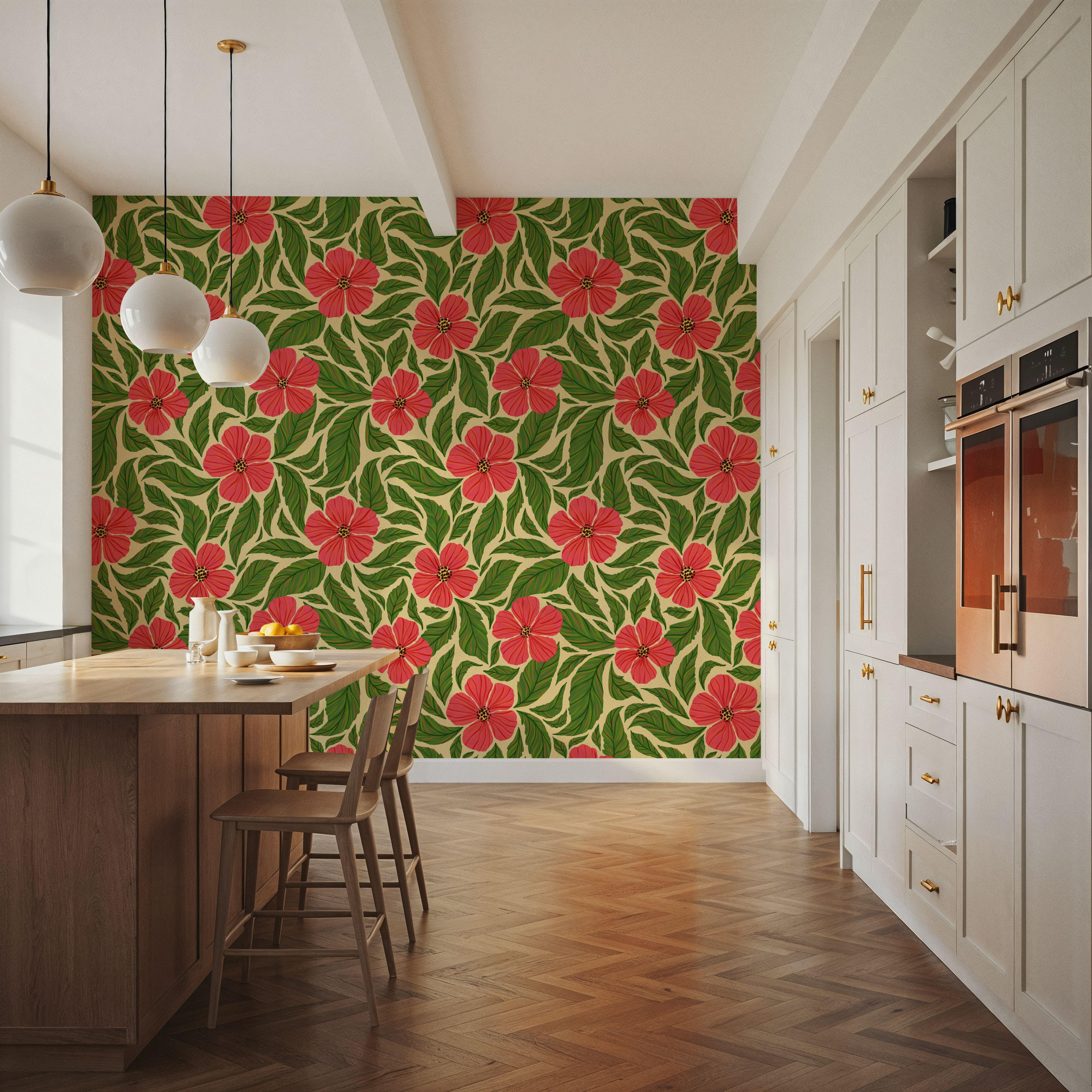 Dance of Flowers, Pink & Green