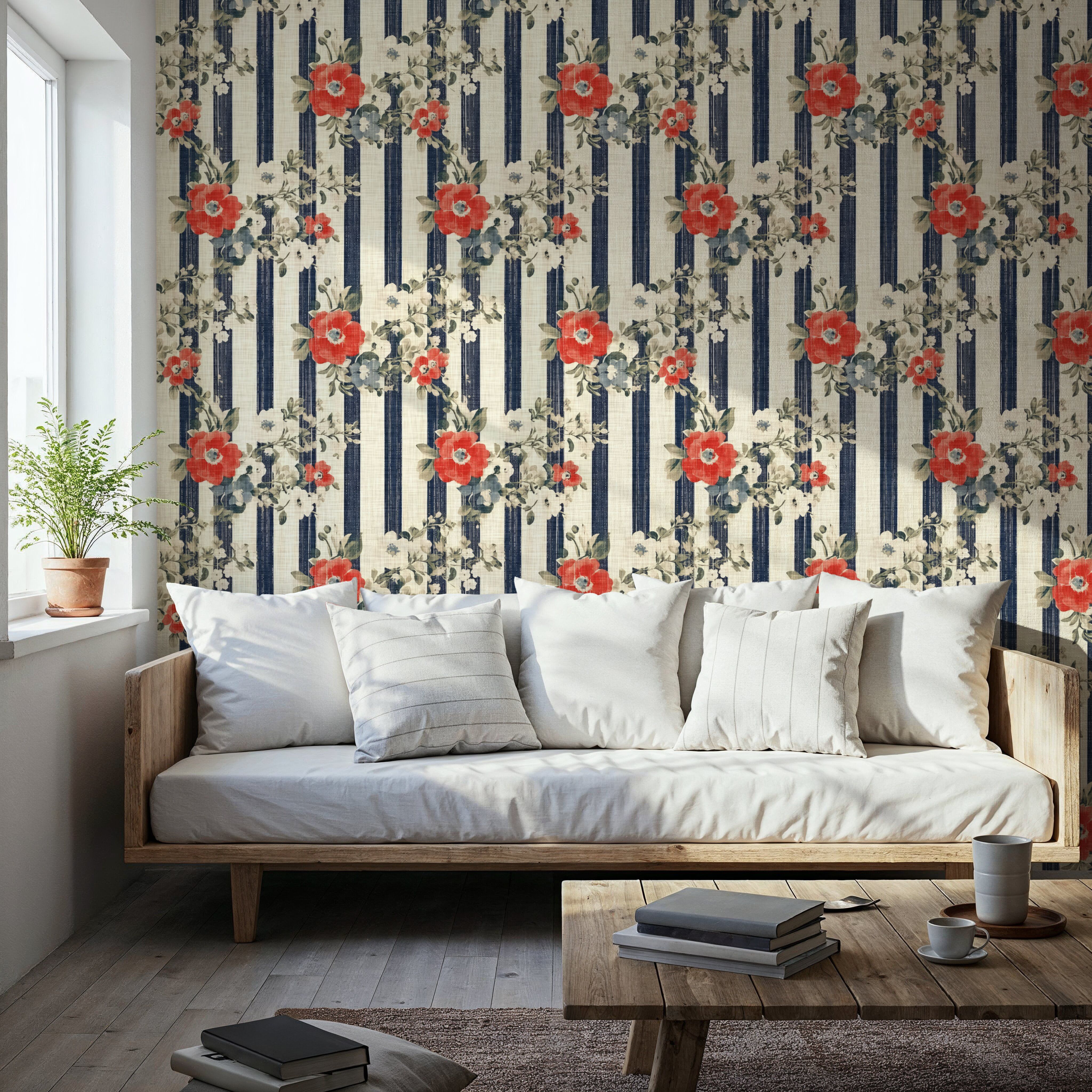 Americana, Stripes and Poppies, Papier peint