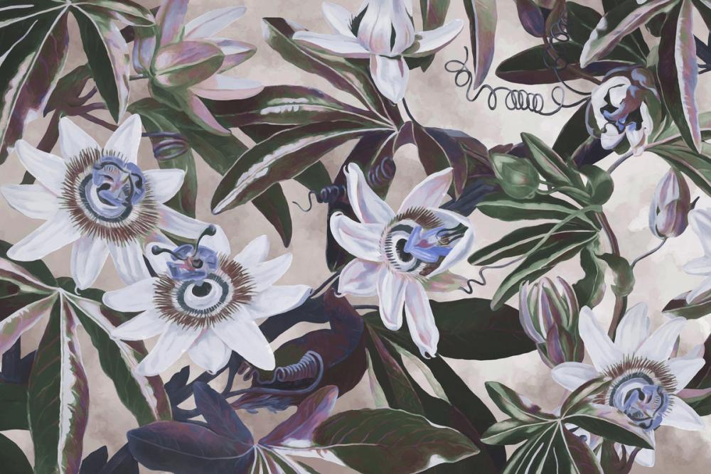 White Passiflora Beige Blue