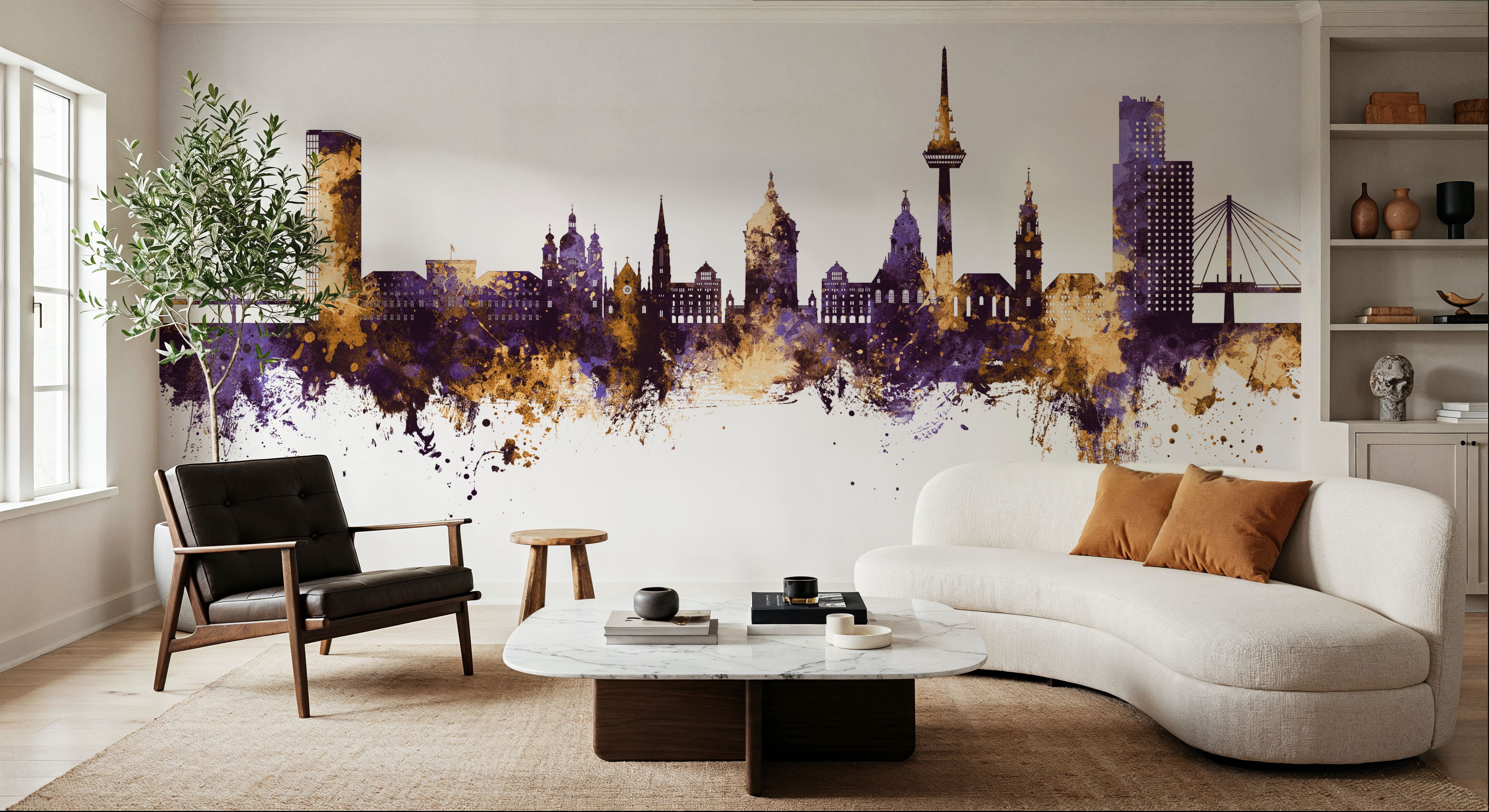 Mannheim Germany Skyline Purple & Gold