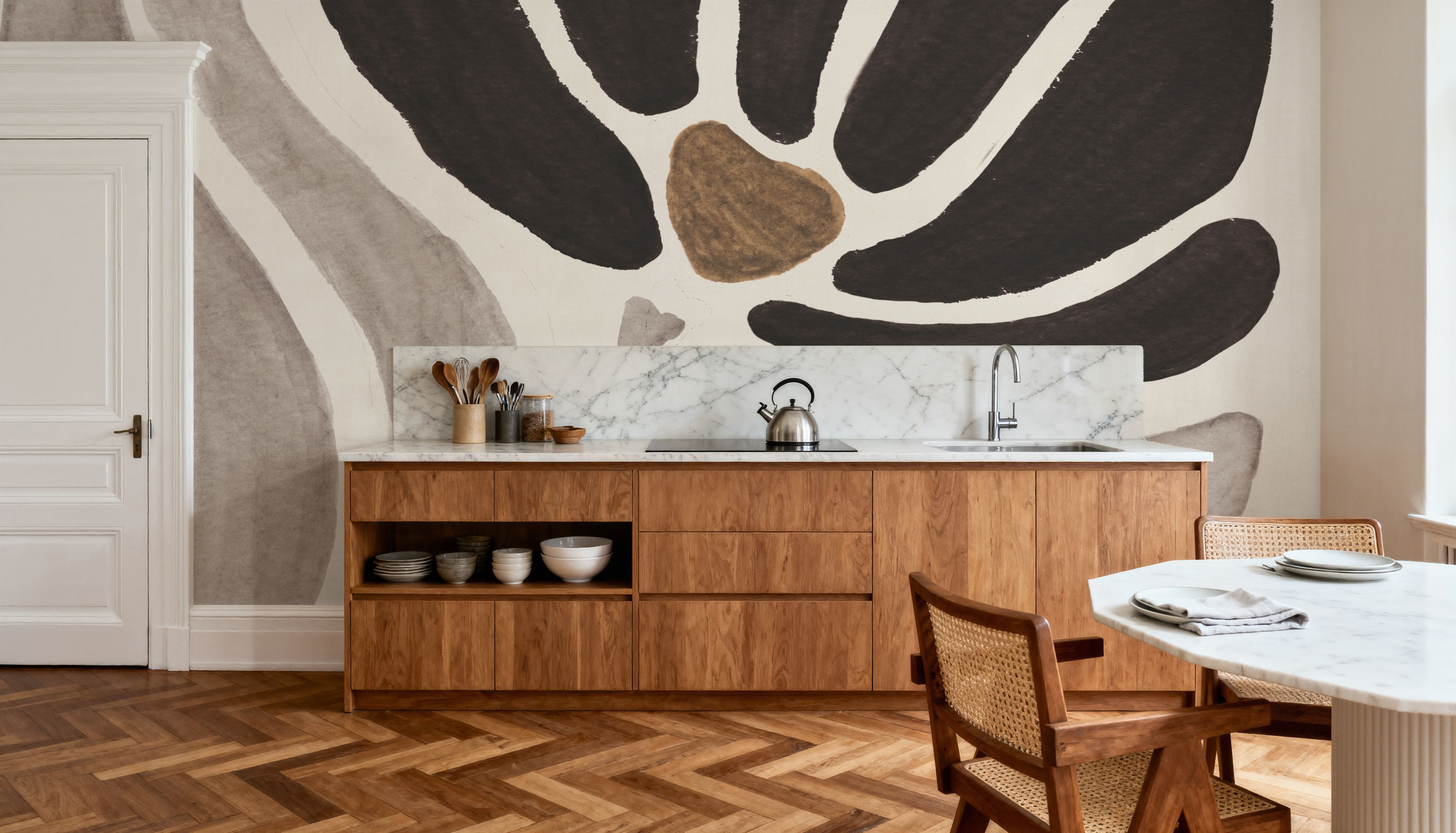 Modern Petals III Neutral, Wallpaper