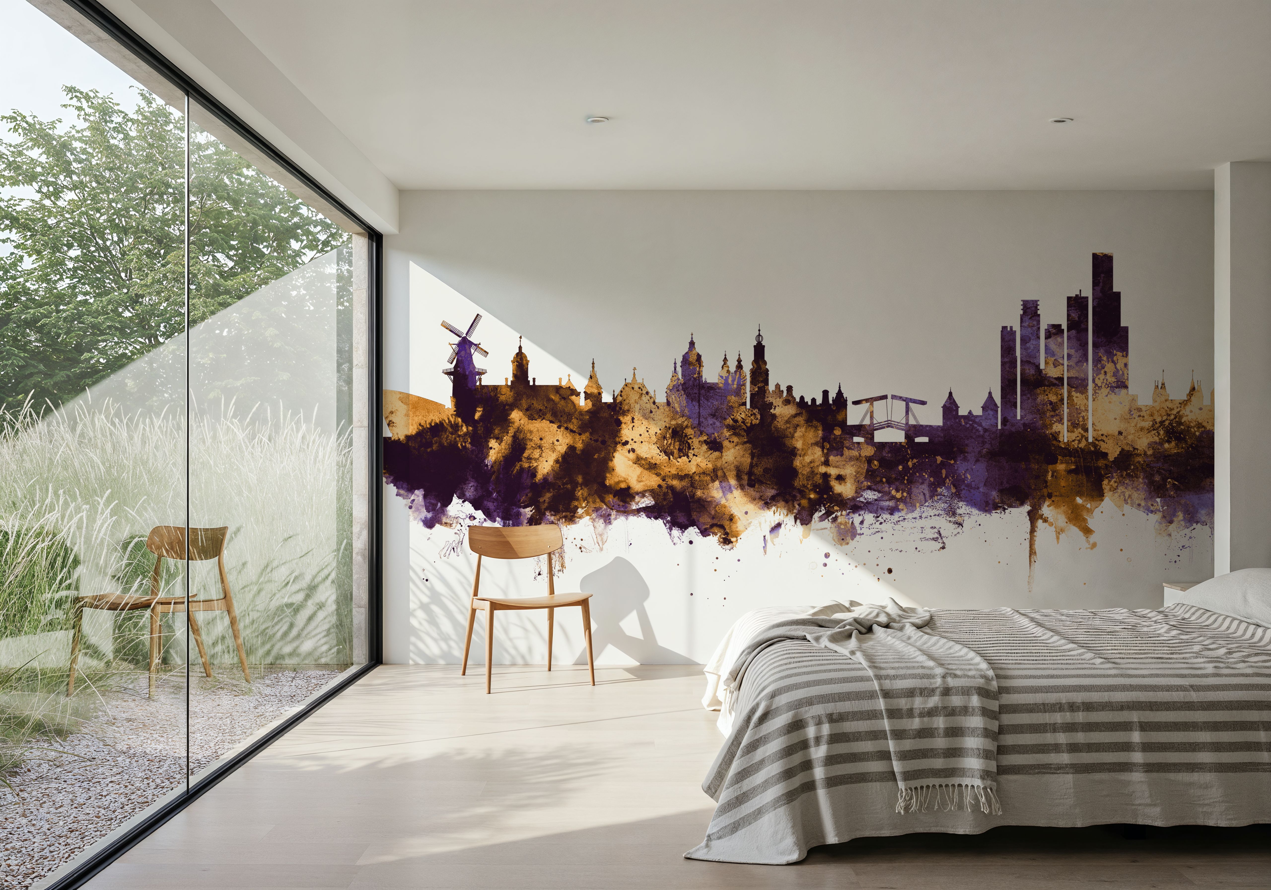 Amsterdam Skyline Purple & Gold