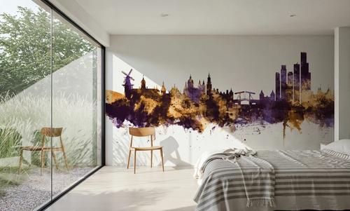 Amsterdam Skyline Purple & Gold