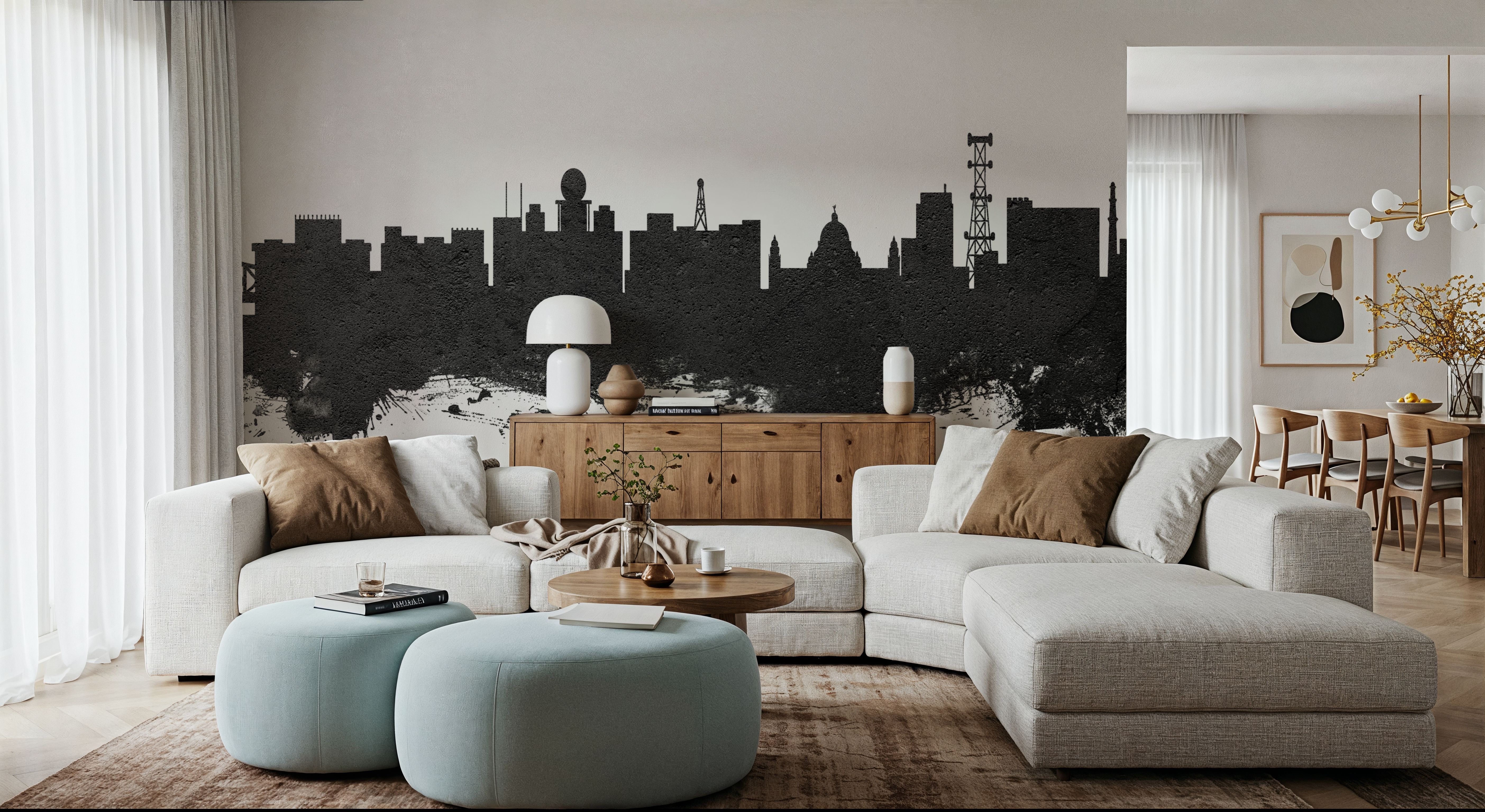 Kolkata (Calcutta) India Skyline Black & White, Wallpaper