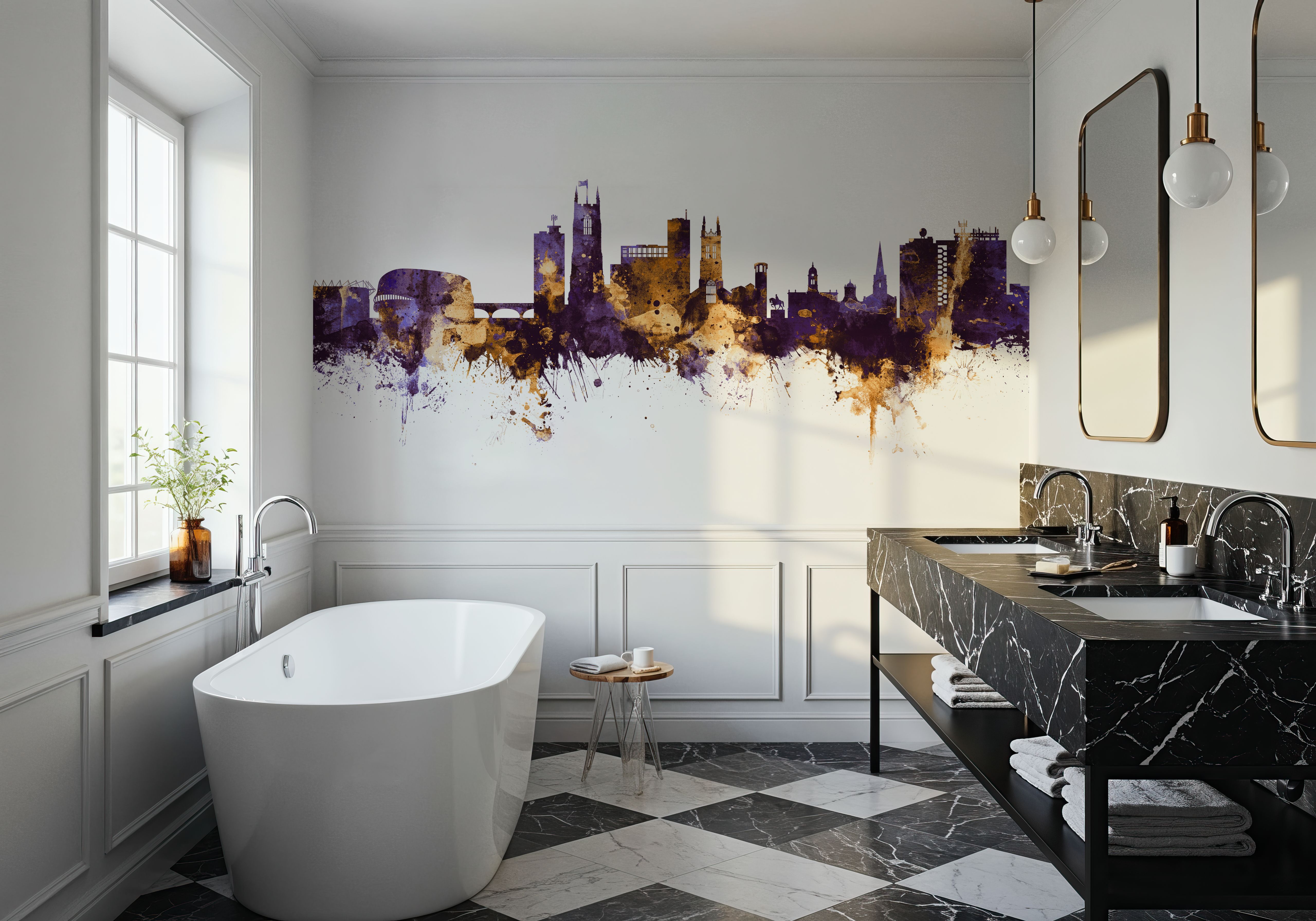 Derby England Skyline Purple & Gold