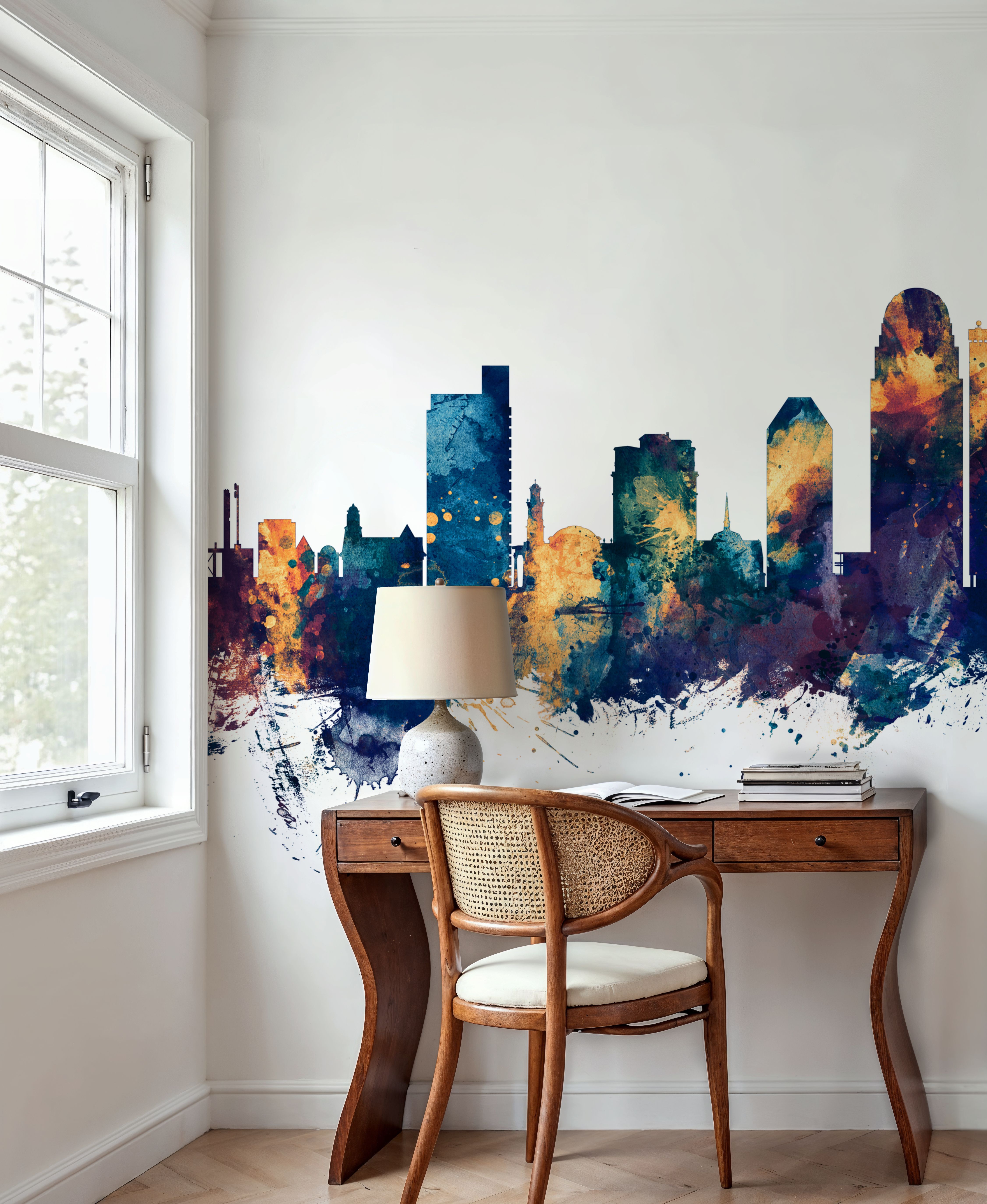 Winston-Salem North Carolina Skyline Blue & Bronze