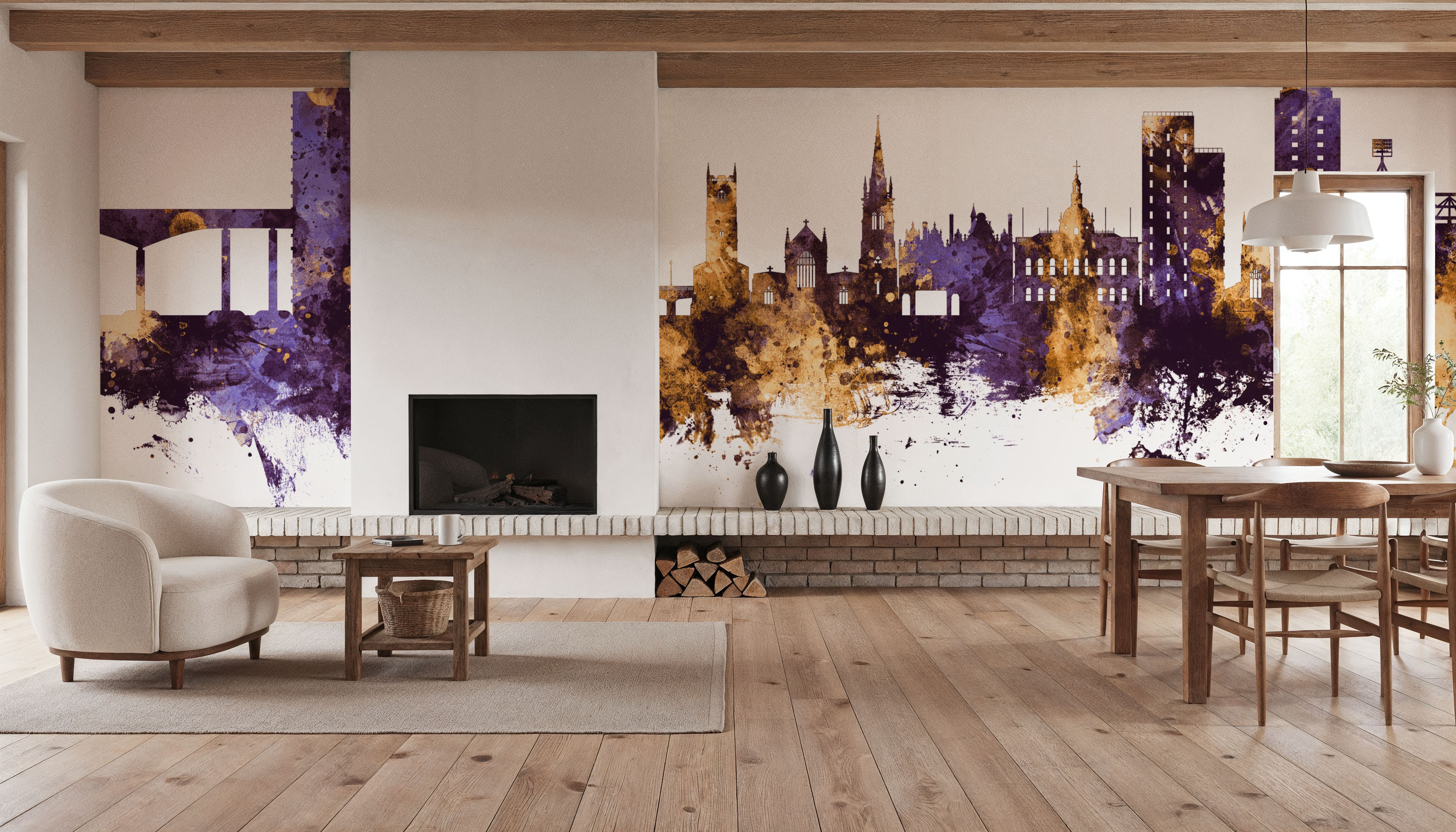 Ipswich England Skyline Purple & Gold