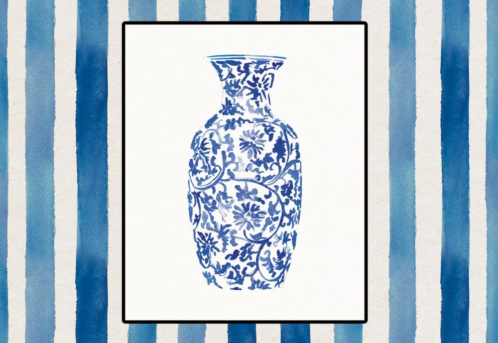 Chinoiserie Vase II Stripes
