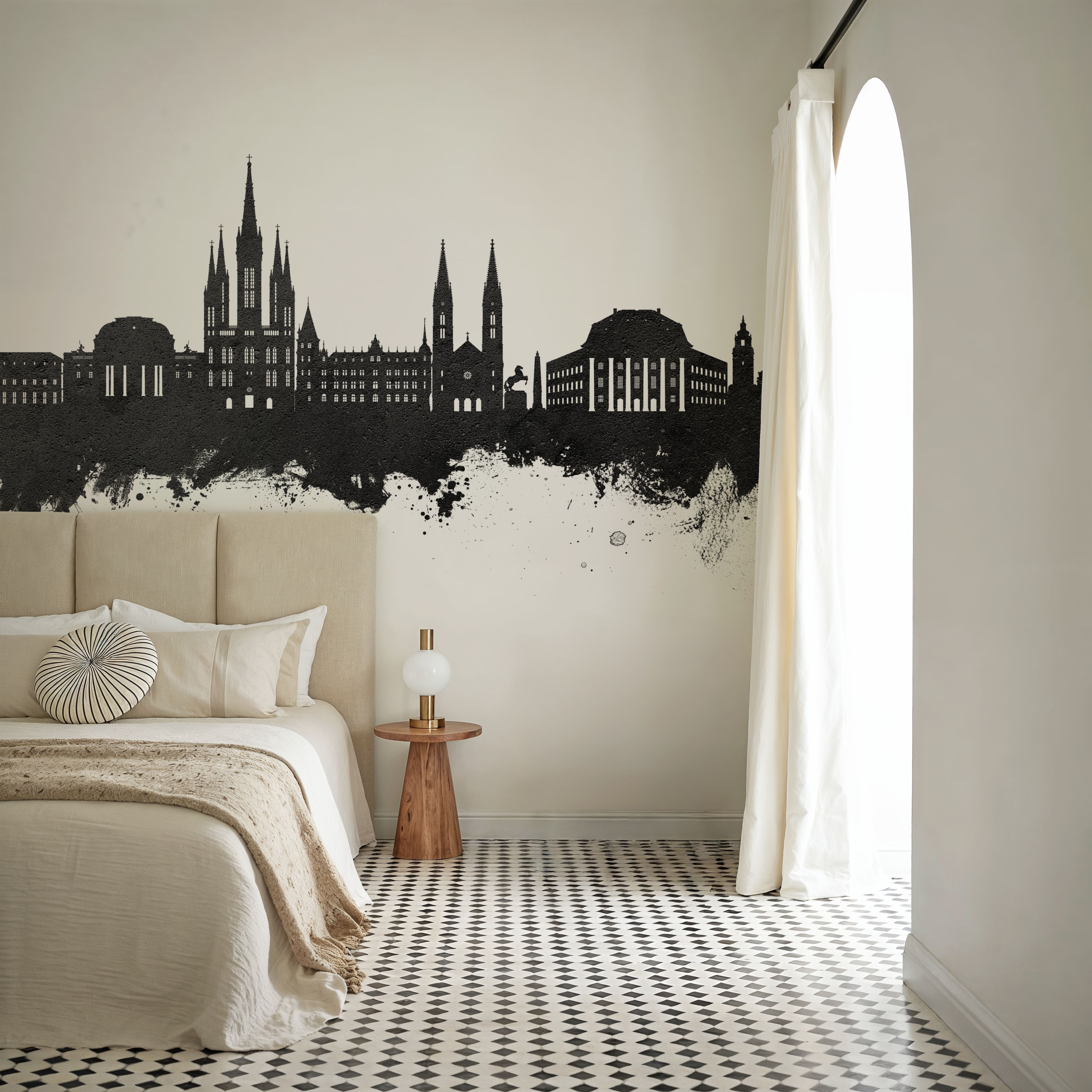 Weisbaden Germany Skyline Black & White