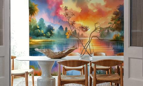Vibrant Sunset Over Serene Lake