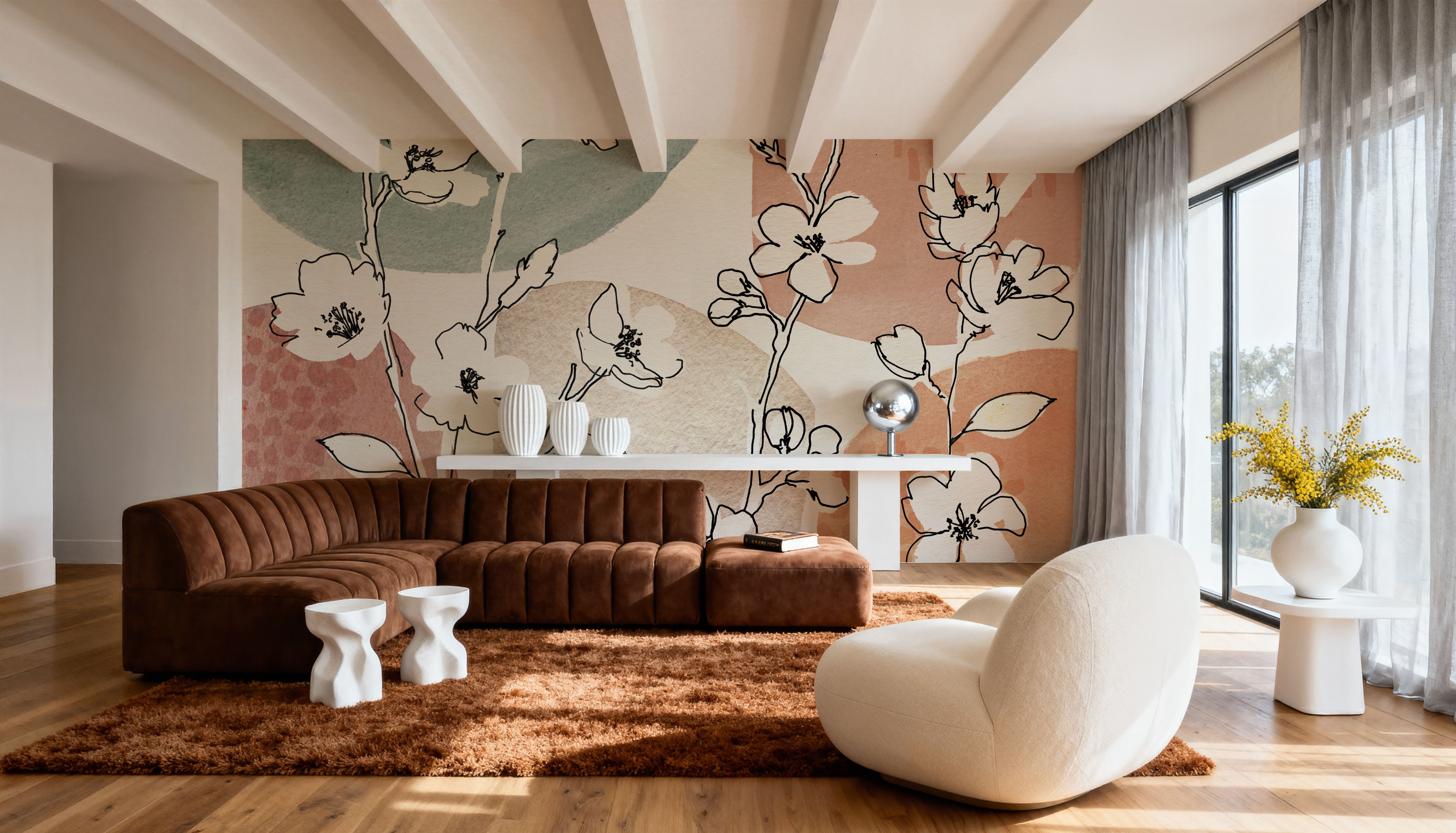 Soft Floral Figures, Wallpaper