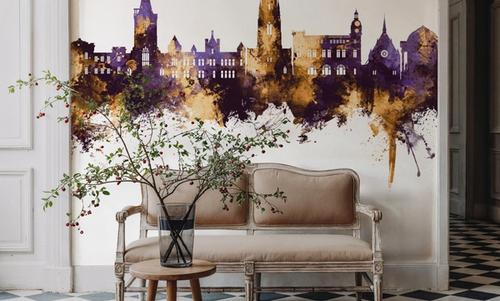 Perth Scotland Skyline Purple & Gold