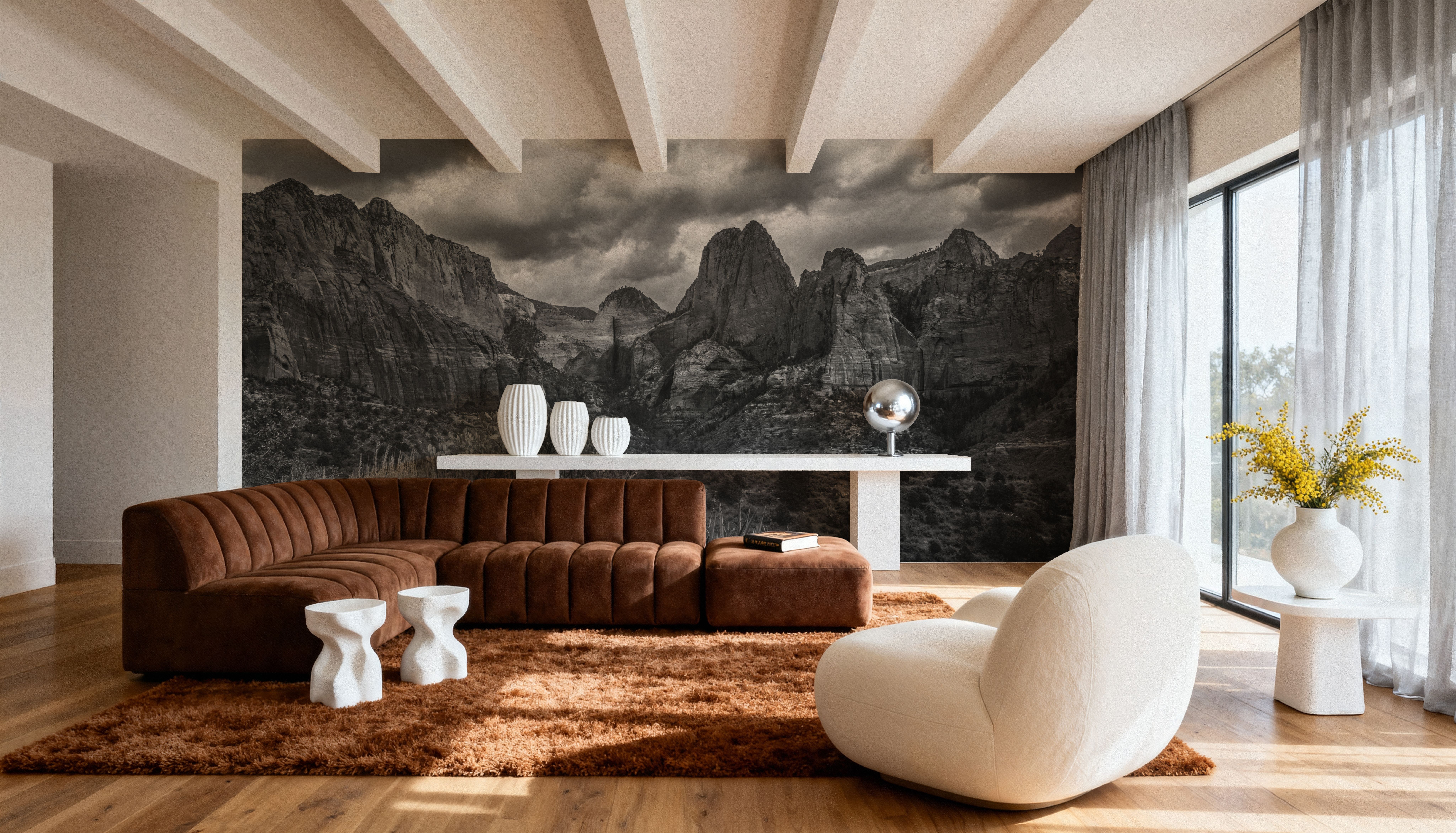 Zion National Park Storms BW, Wallpaper