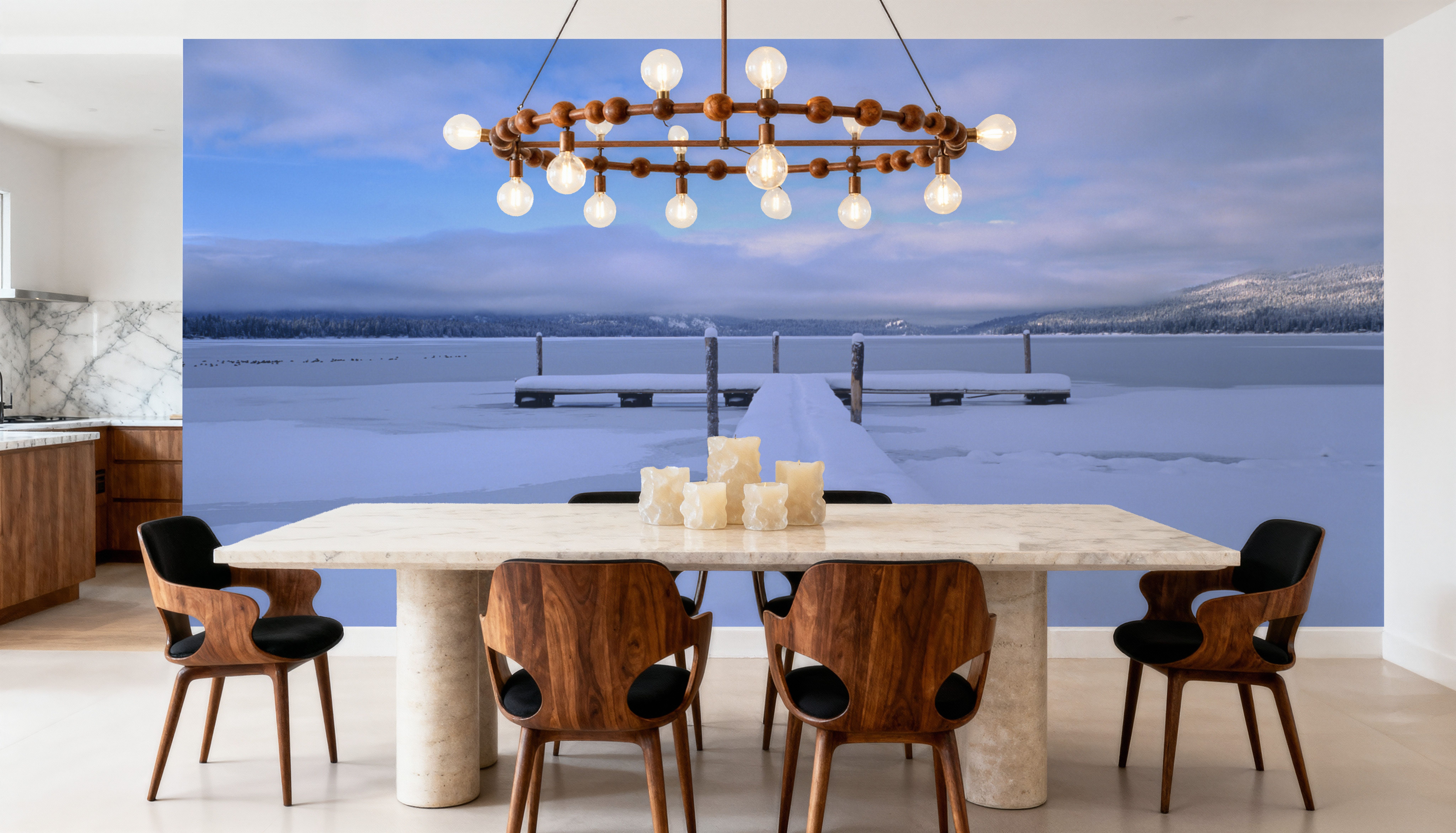 Frozen Pier Serenity, Wallpaper