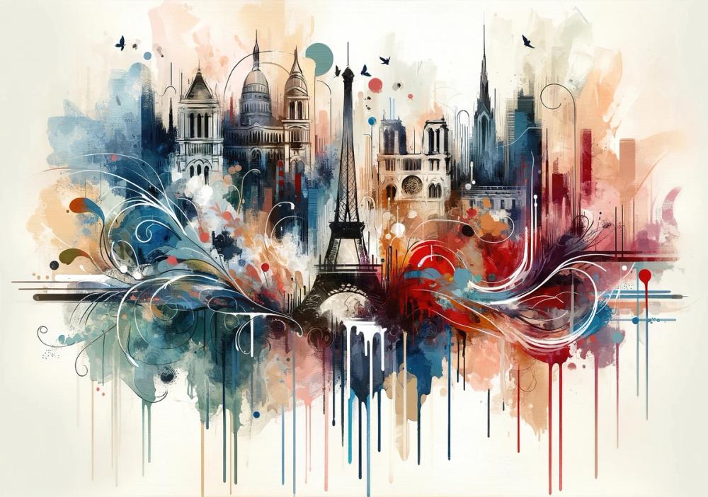 Watercolor Skyline Paris IV