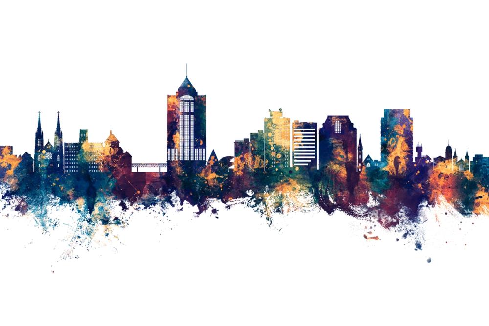 Roanoke Virginia Skyline Blue & Bronze
